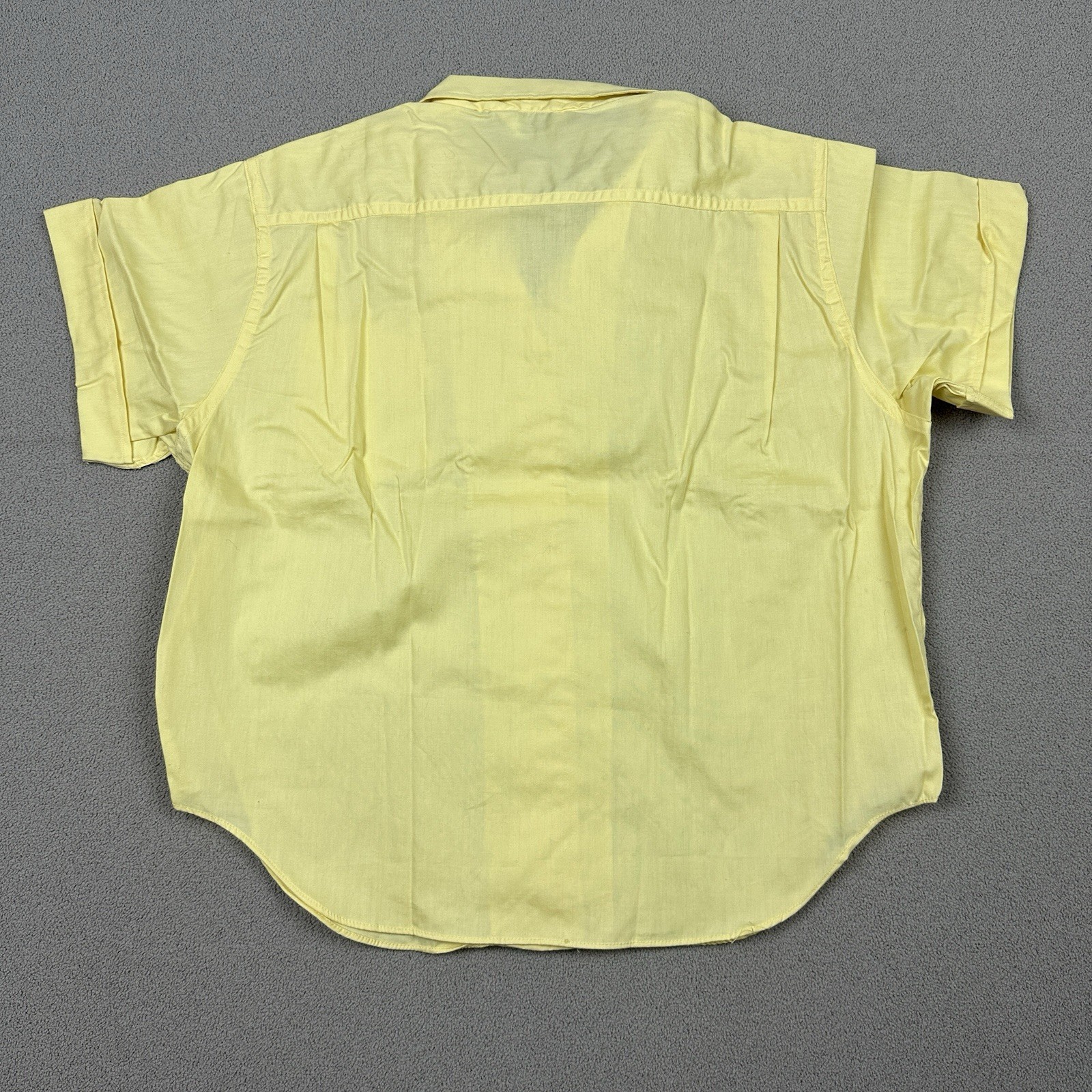 True Vintage 50s Loop Collar Shirt Cotton Blouse Yellow Size 15-36 Peter Pan New