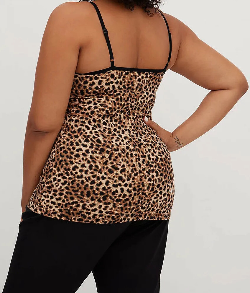 Torrid Scoop Neck Adjustable Straps Cami Foxy Leopard Multi 00 M L 10 #A50359