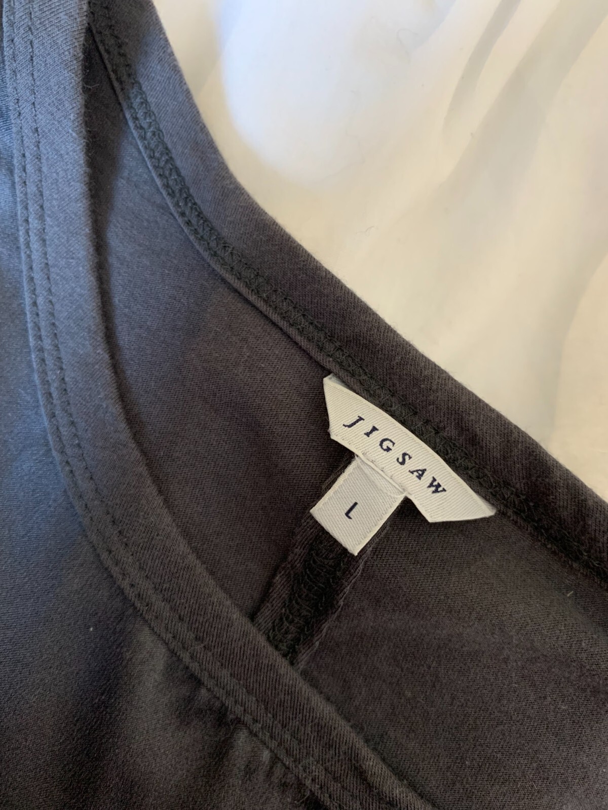Jigsaw dark grey blouse L VGC top classic lightweight oversize boxy