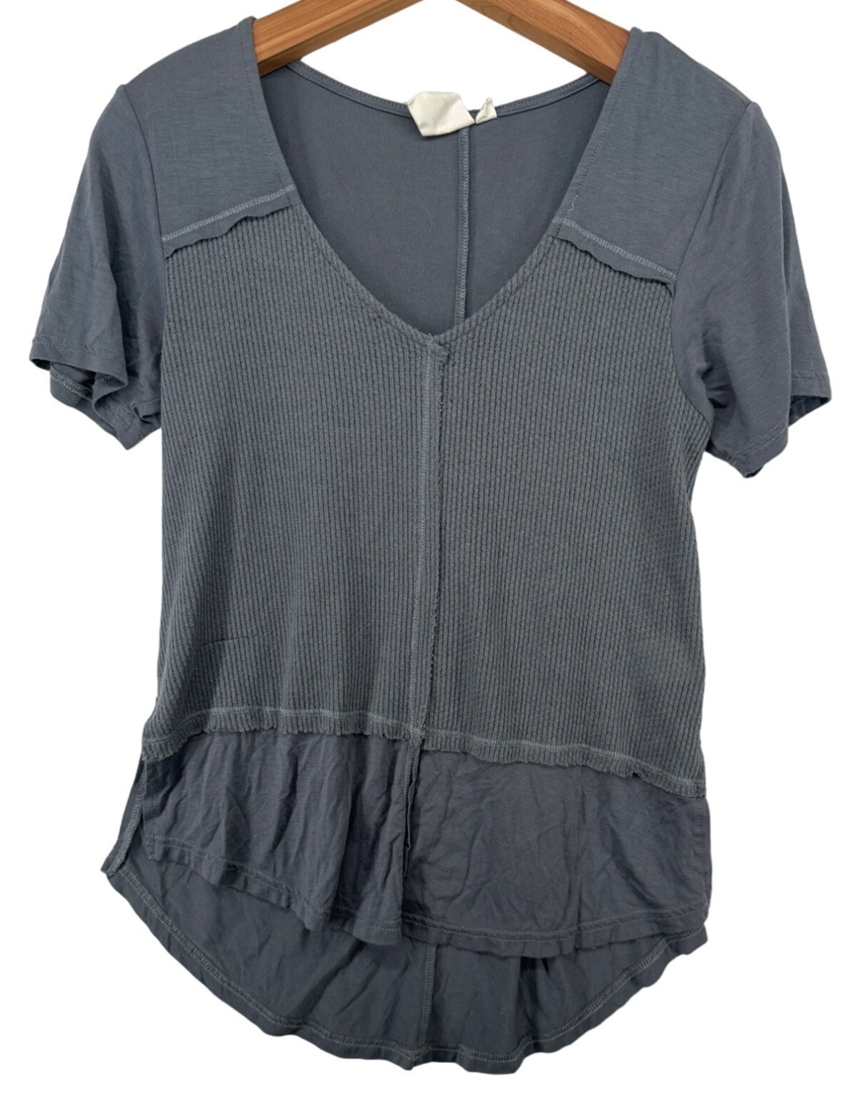 White Crow Womens Top Sz S Gray Harrison Jersey Knit High-Low Hem Raw Edge Boho