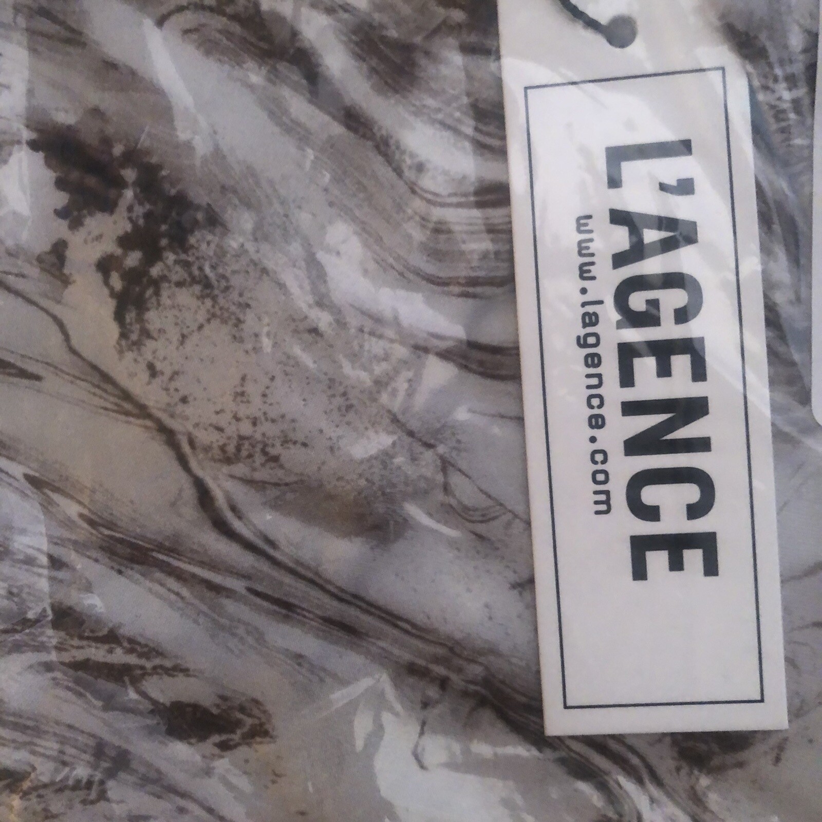 L’AGENCE Lexi Camisole Top Neutral Tan Multi Marble Camo Satin L NWT $150