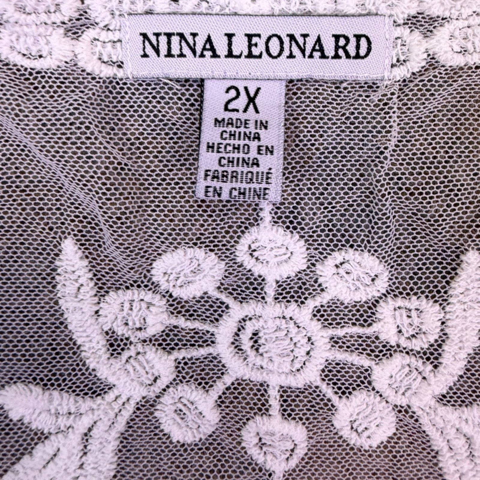 Nina Leonard Womens White & Yellow Lace Embroidered Open Front Topper Sz 2X