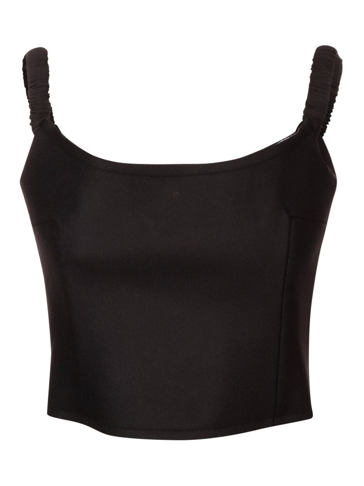 NWT $680 KHAITE Audra Off-the-shoulder Wool-blend Top In Black 12