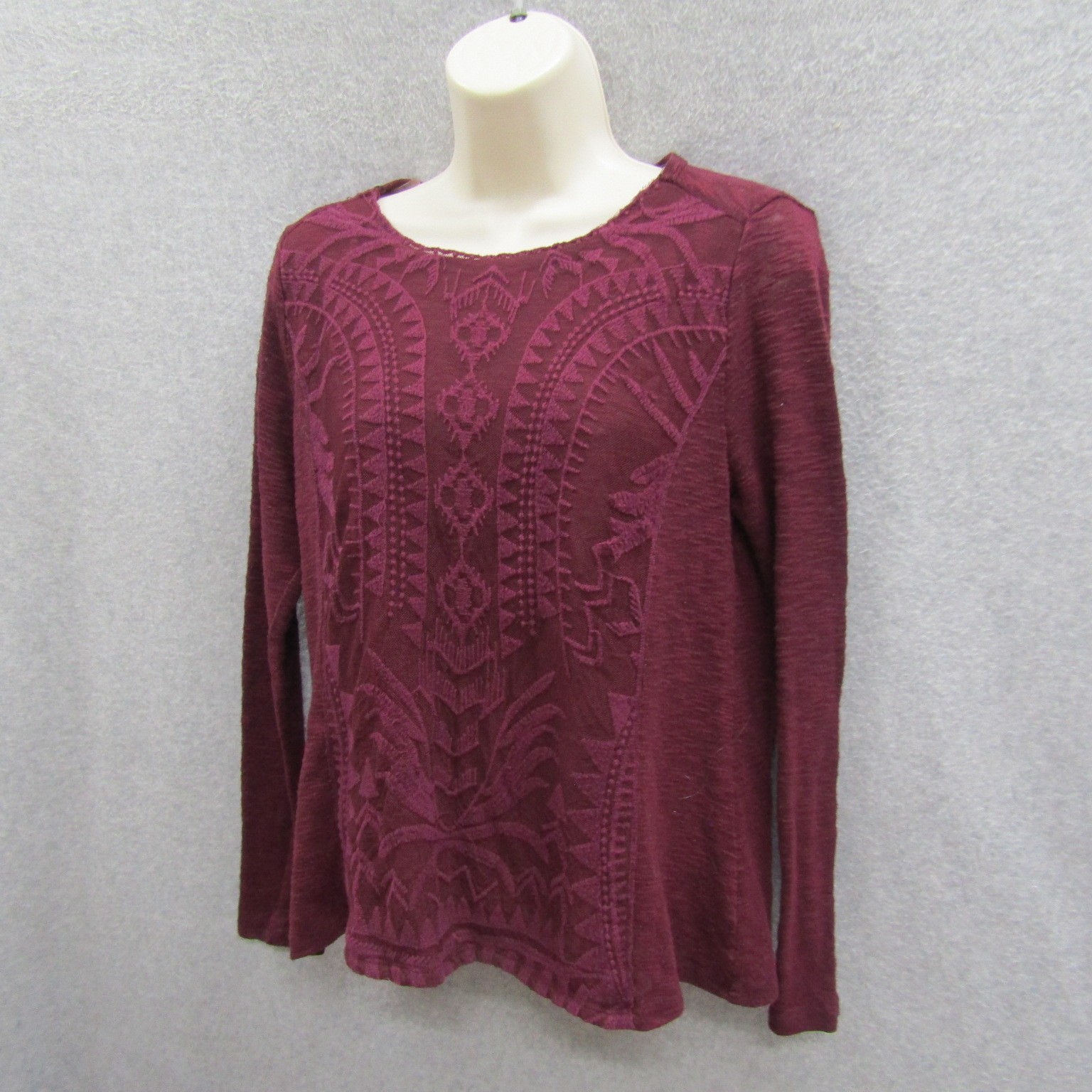 Jolt Womens Junior Large Red Top Blouse Long Sleeve Round Neck Casual Chic
