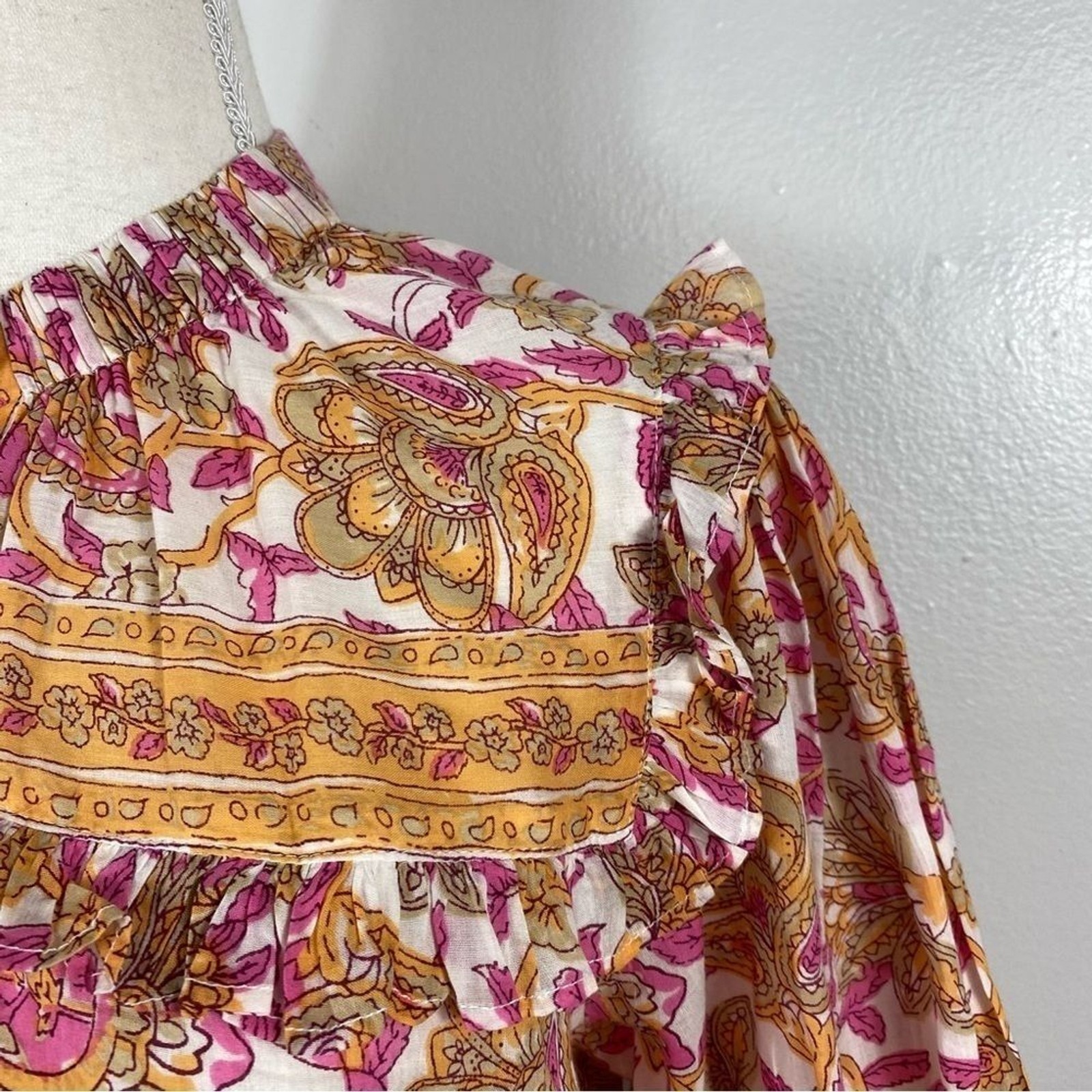 LOLA Australia ruffle paisley blouse sz M