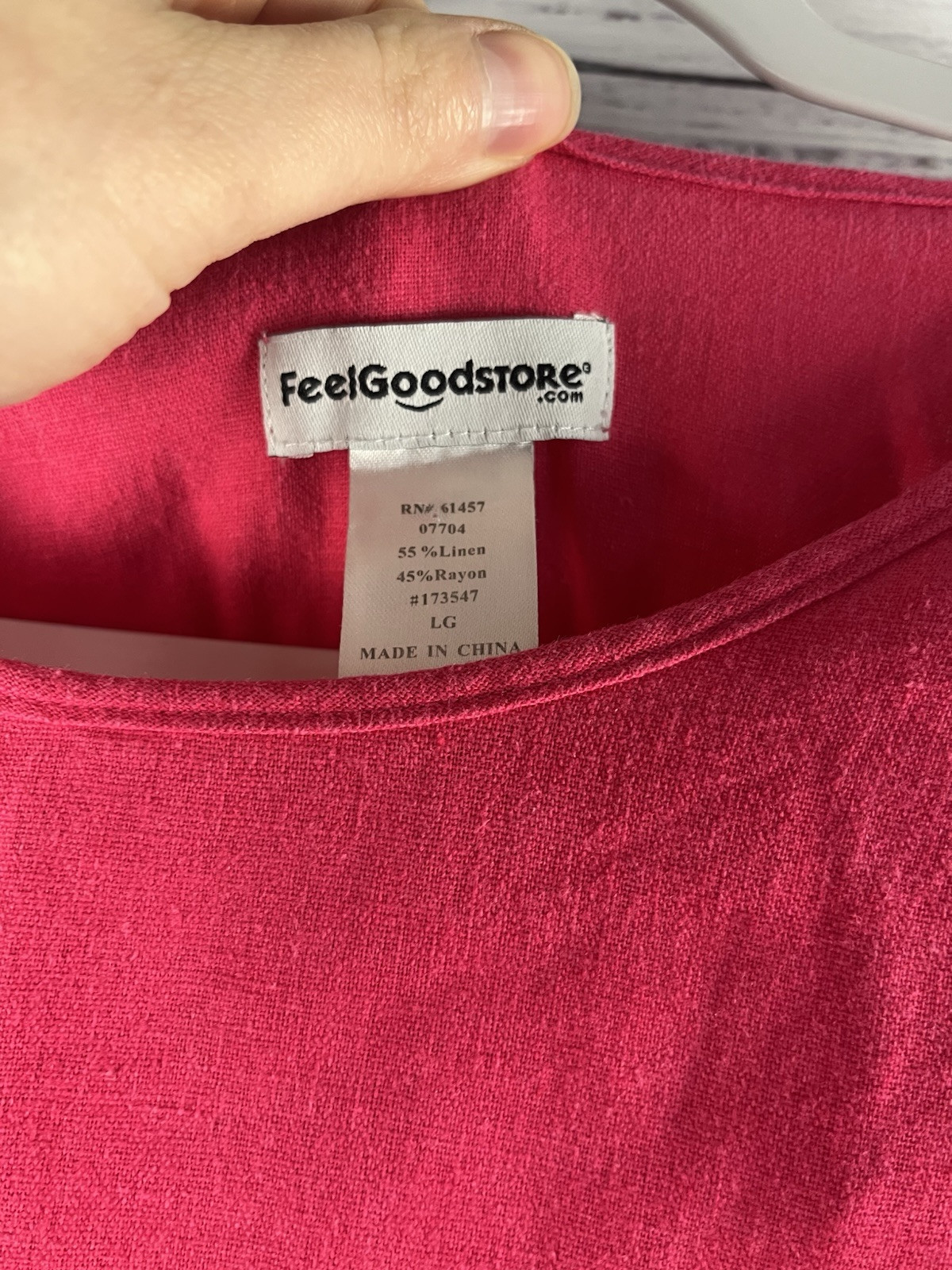 Feel Good Store Tunic Top Women’s Large Pink White Linen Lagenlook Boho Beach