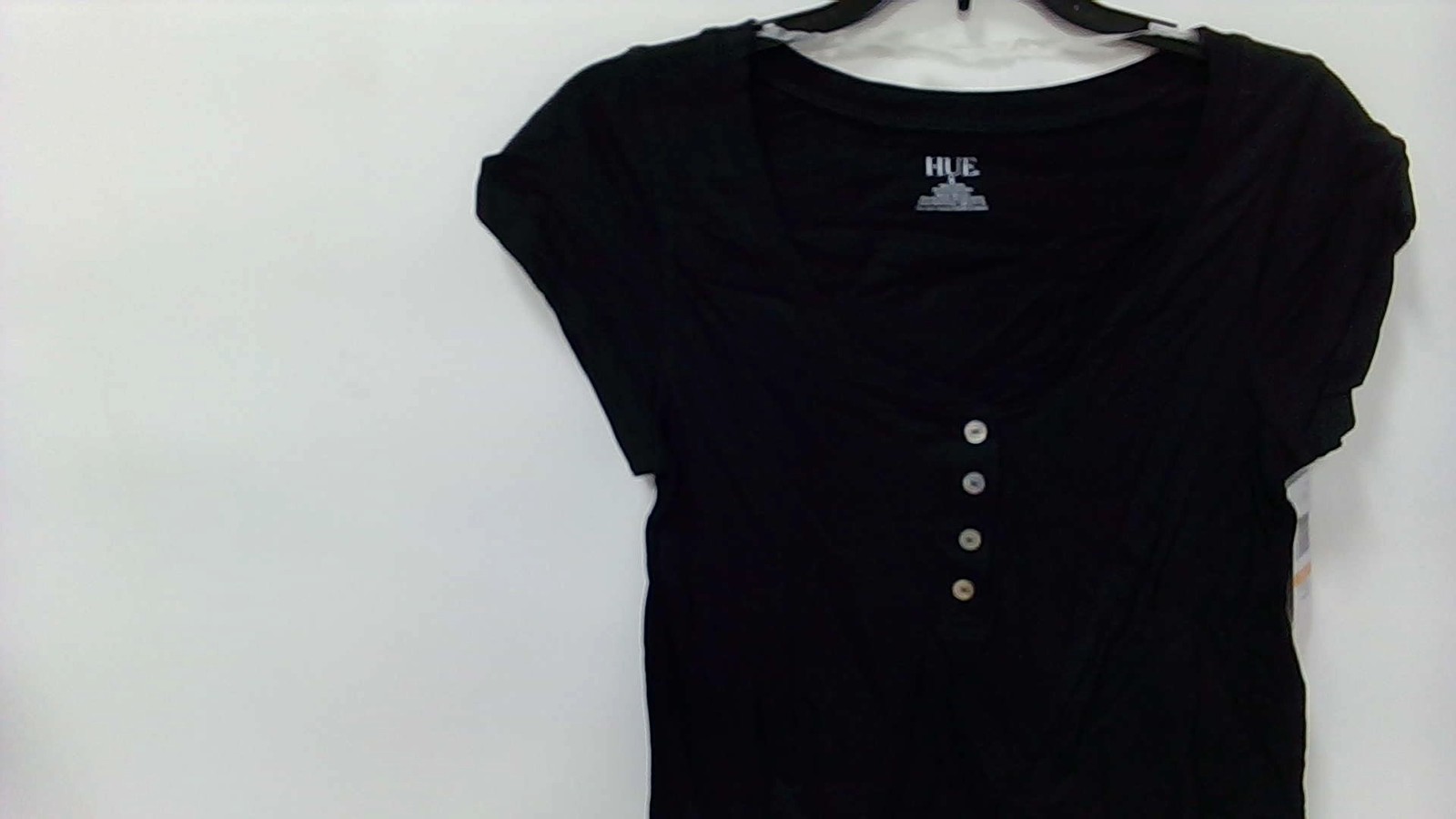 Hue Solid Short Sleeve Henley Tee Size Small