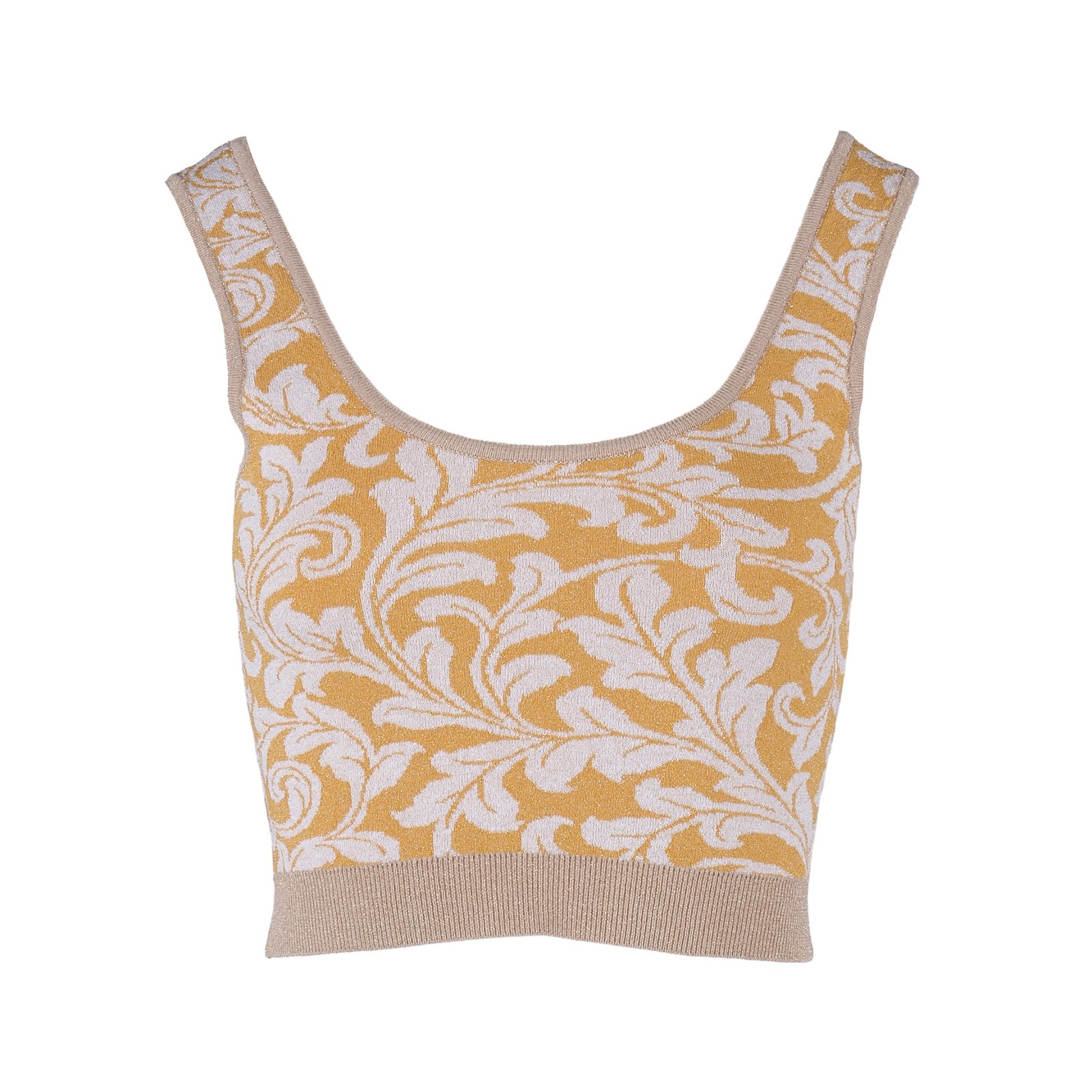 Sandro top yellow size 36 FR/S women’s knit top cropped top yellow SFPPU01140