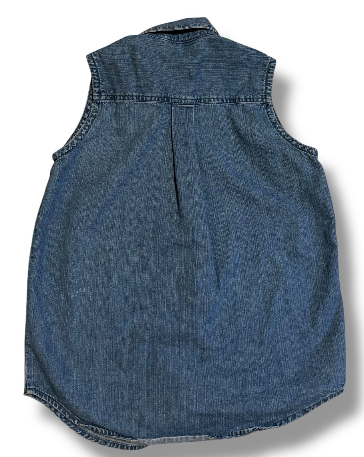 VTG Hard Rock Cafe Orlando Logo Blue Denim Sleeveless Shirt Womens Size Small