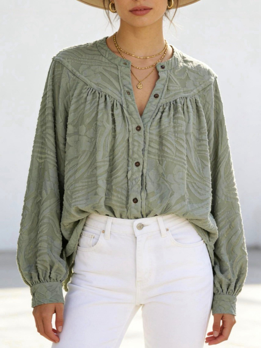 Free People Can’t Stop Dreaming Very Oversized Size S Sage Green Tunic Blouse