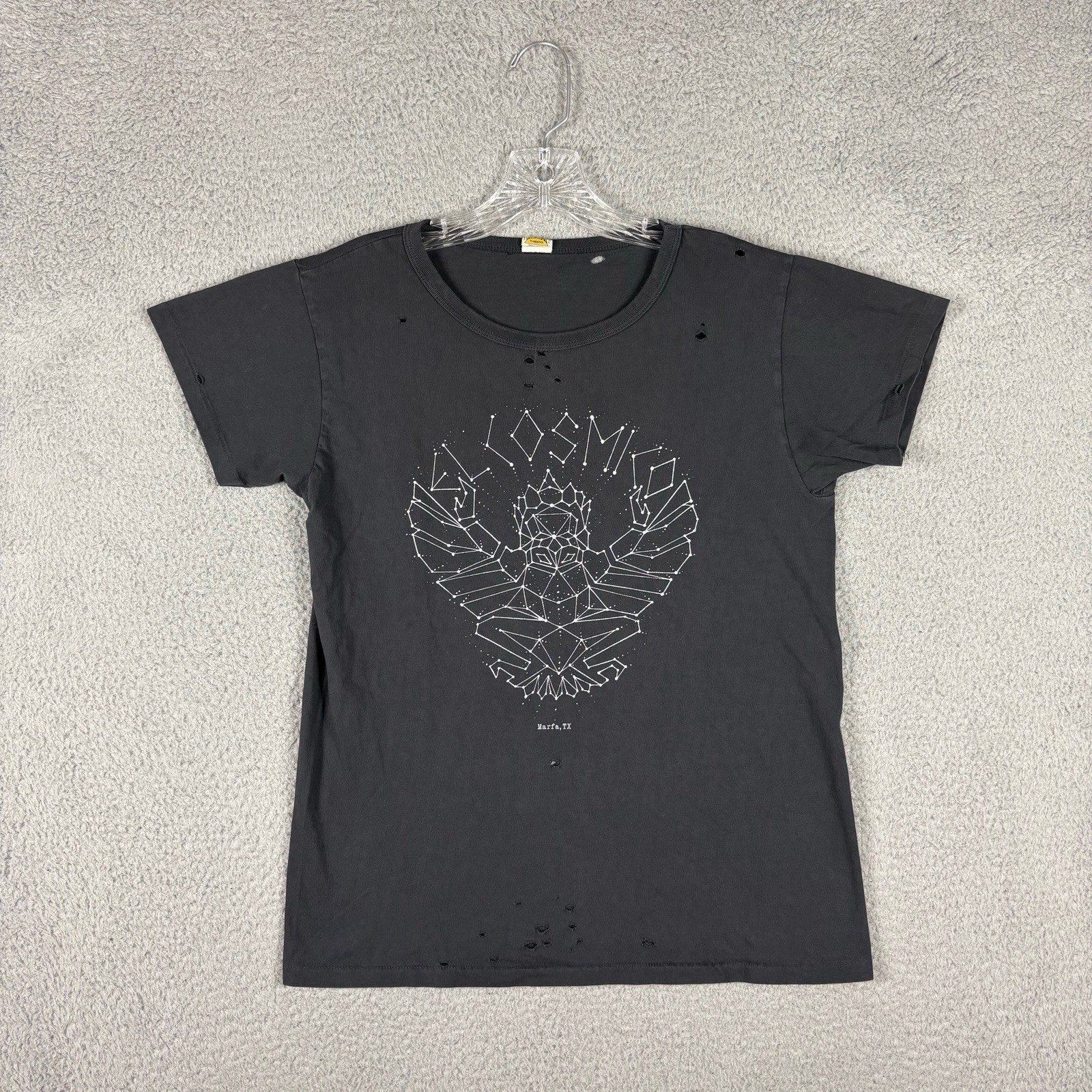 Filth Mart T-Shirt Women’s Small Black Distressed Garuda Constellation Hipster