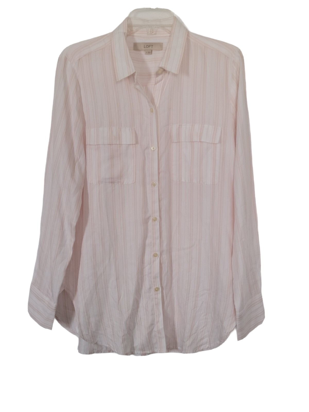 Loft Women’s Sz M Striped Shirt Long Slevees