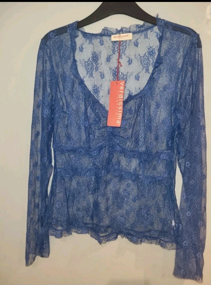 Verdissima Lingerie Womens Blue Lace top/ Lingerie Piece – Size M / 12 – NWT