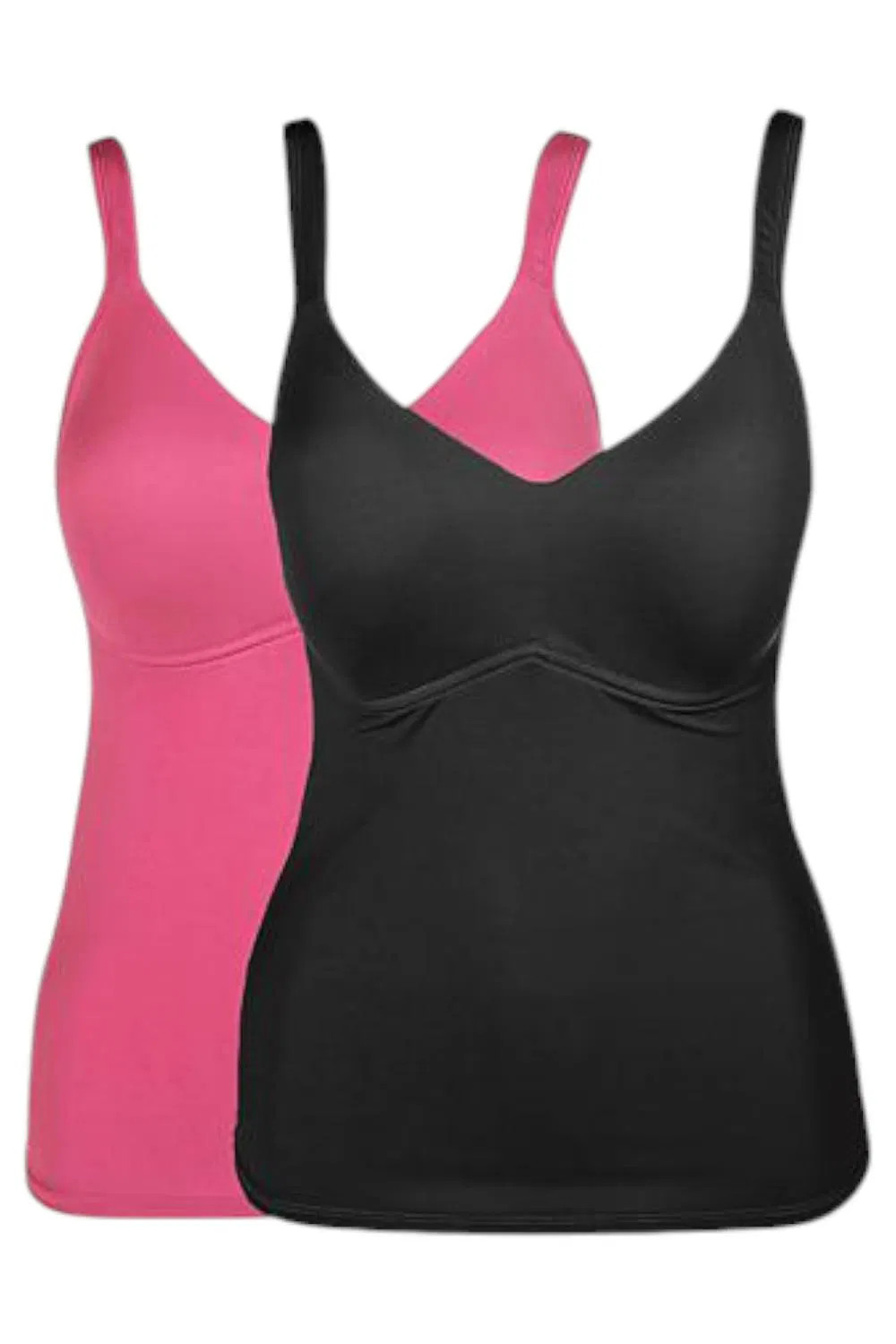 Rhonda Shear 2-pack Molded Cup Cami Tank Top Black/Burgundy