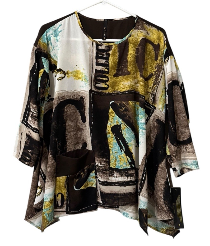 IC by Connie K Shirt Women Sz Small Asymmetrical Artsy Modern Designer City NWT
