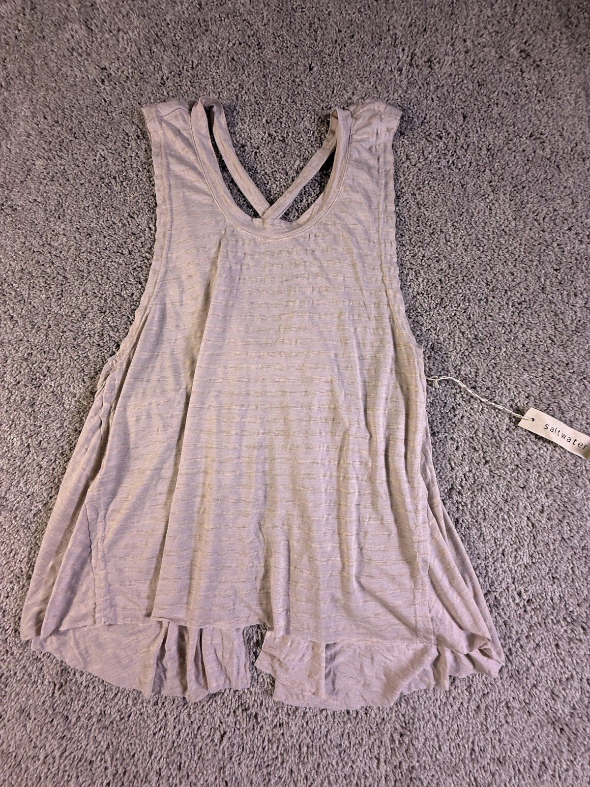 NWT Saltwater Luxe Oversized Tank Top Size Large Beige and Gray