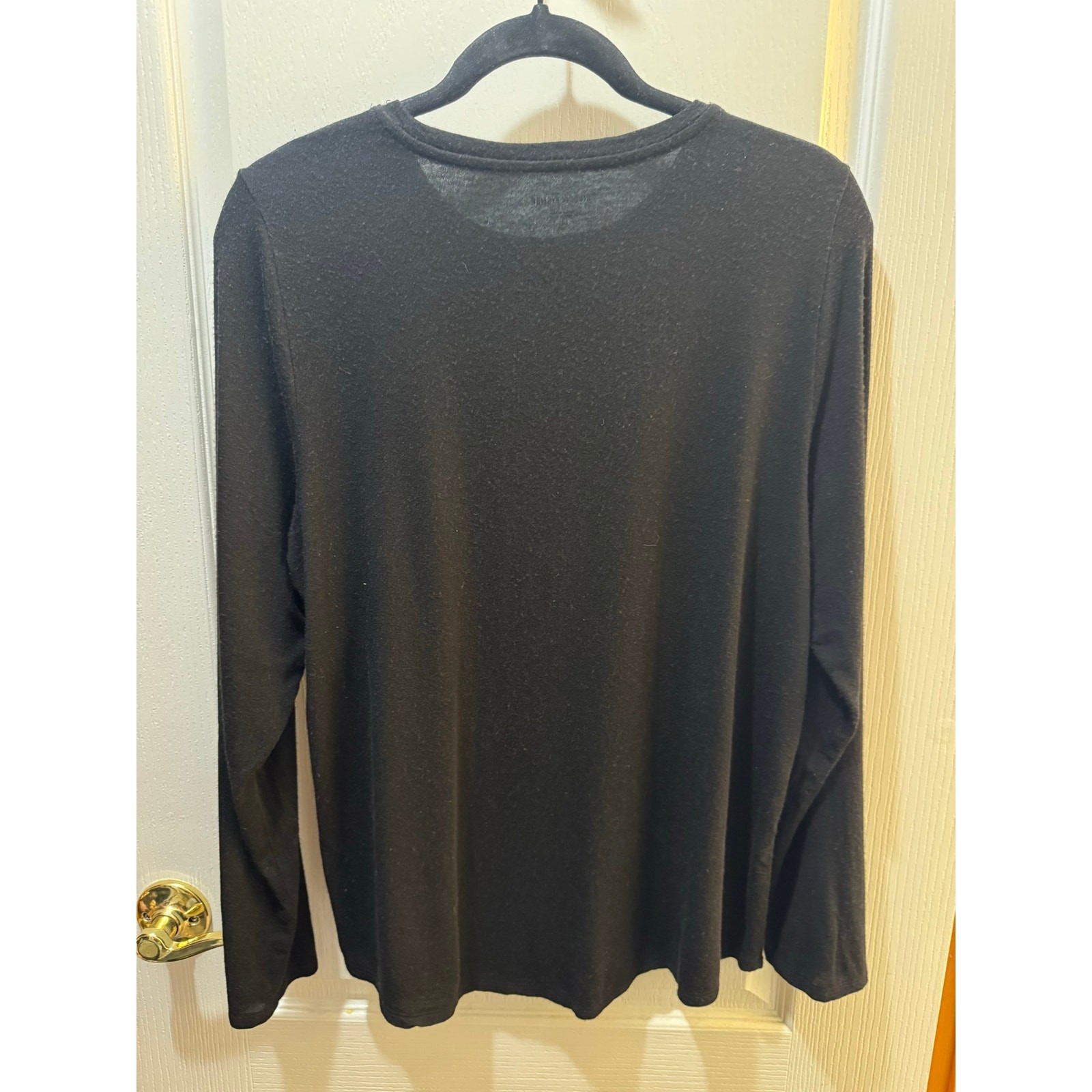 Eileen Fisher Black Tencel Cashmere Long Sleeve Crew Neck Size L Soft Luxury Tee