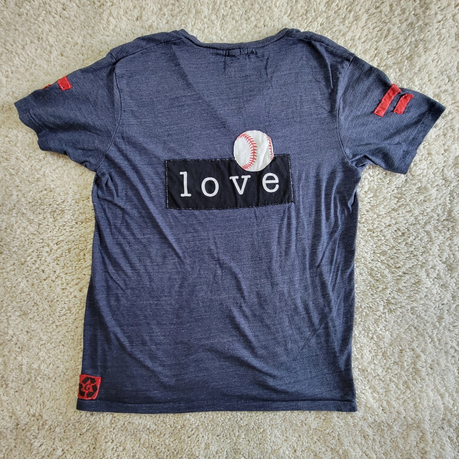 AXL Womens V-Neck ‘Love Baseball’ T-Shirt Size Large