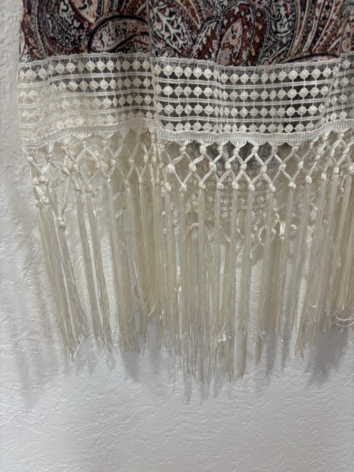 Daytrip The Buckle Print Lace Fringed Tank Top, Size M