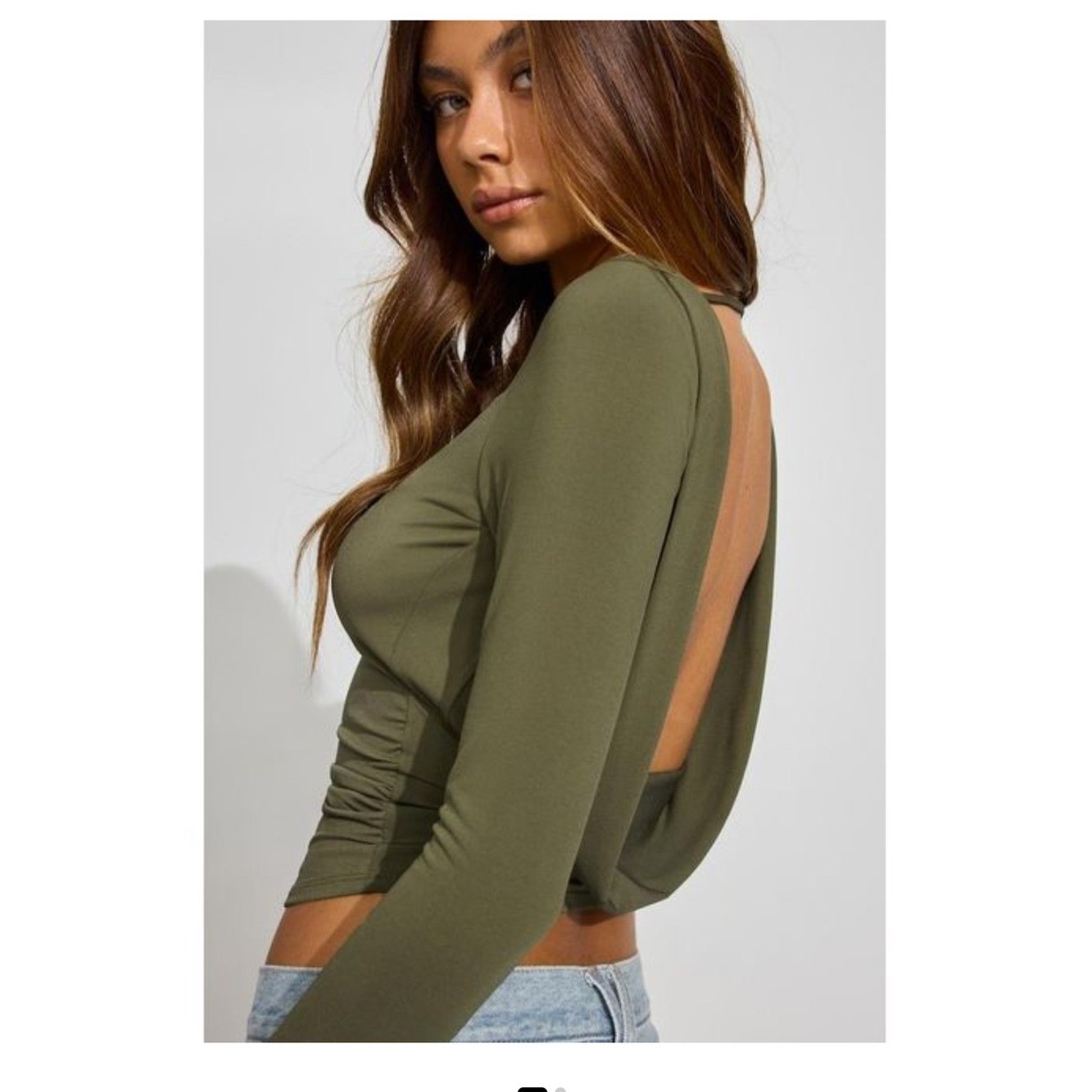 Garage Women’s Green Long Sleeve Cowl Back Top NWT SIZE S