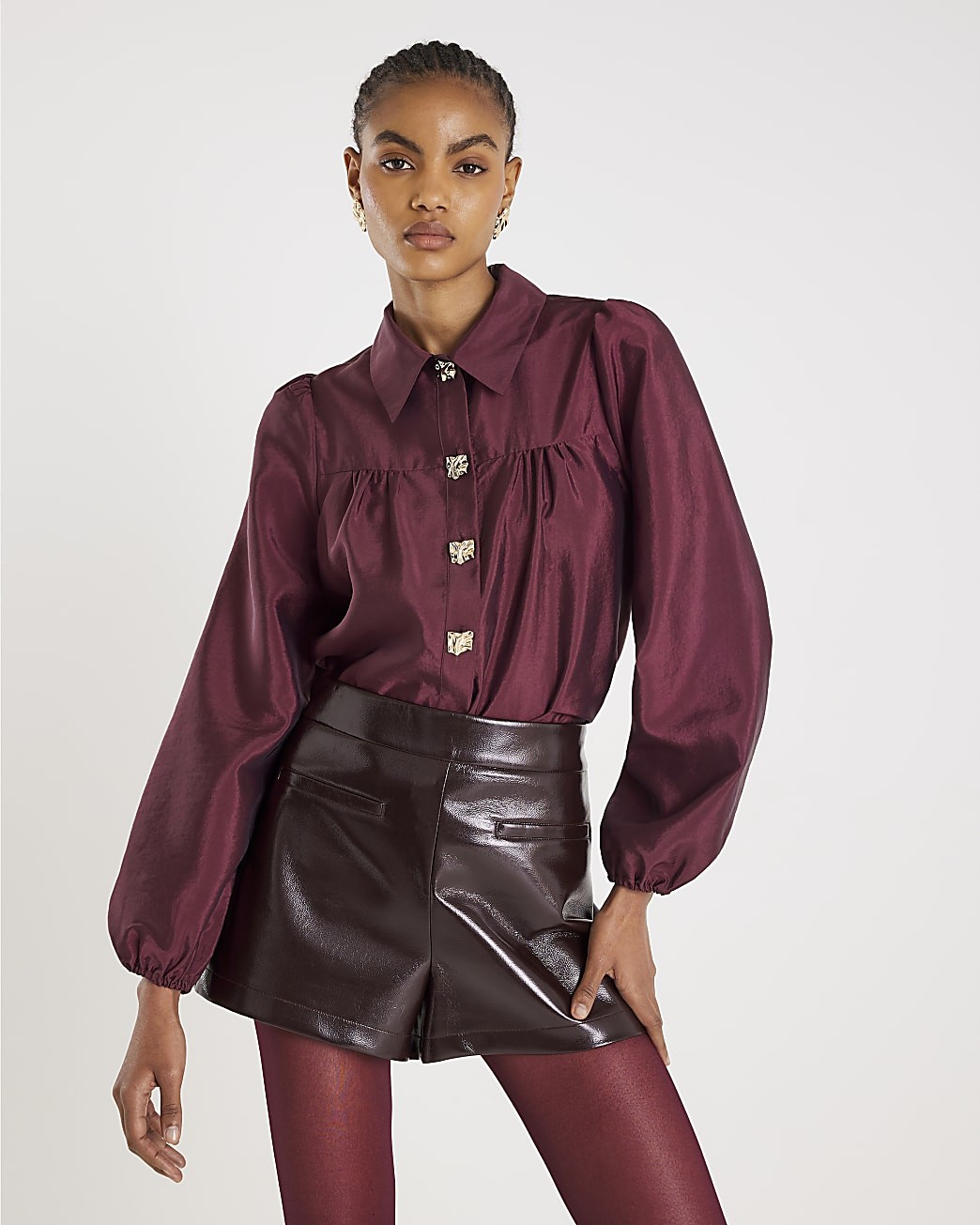 River Island Womens Red Long sleeved Shirt Size 14