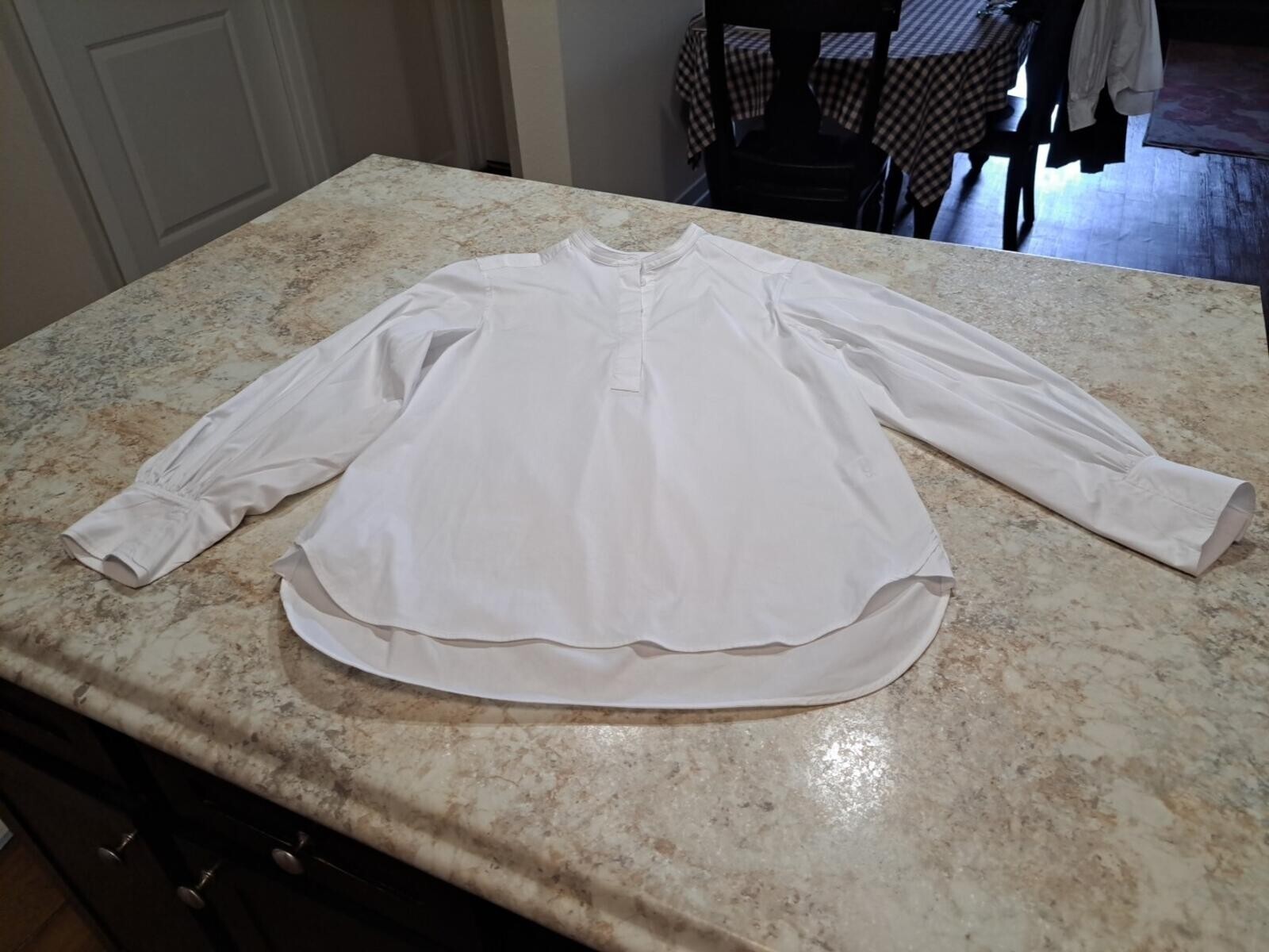 COS 3/4 Buttondown Shirt White Sz 8 Excellent Quality And Condition #135