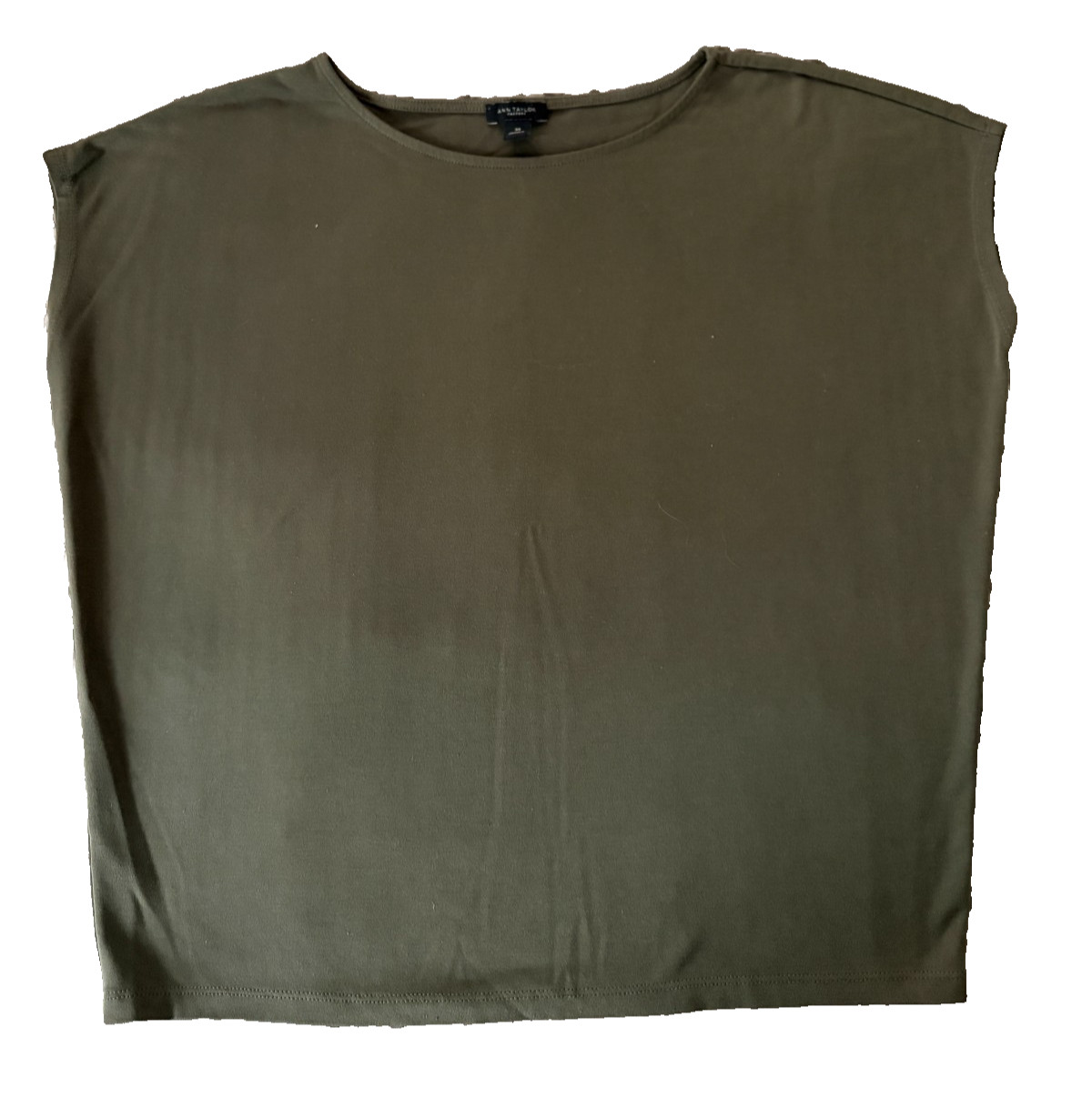 Ann Taylor Sleeveless Knit Tee, XS, Dark Green, Soft, Extended Shoulder