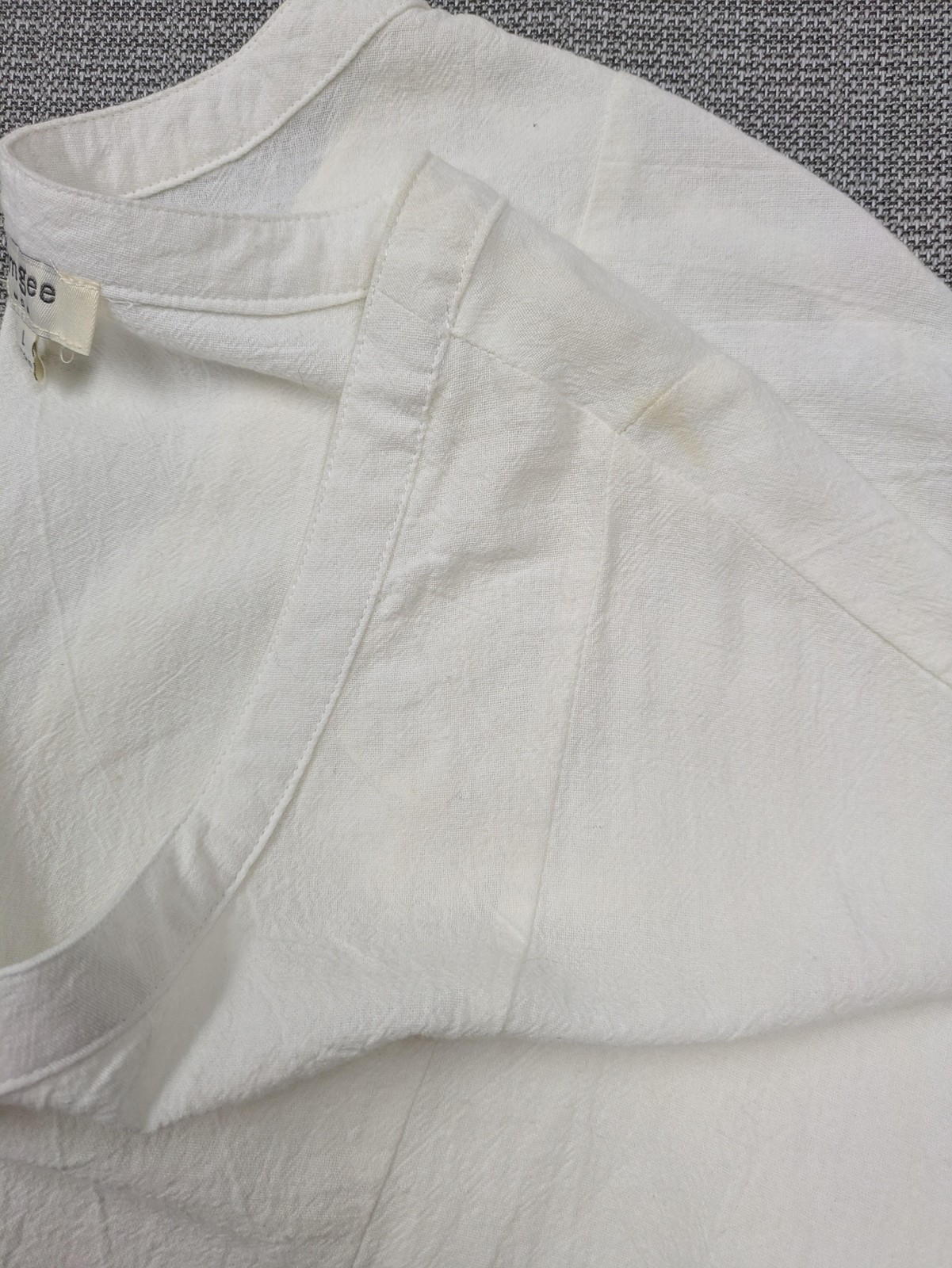 Umgee USA Tunic Blouse Womens Large L White Cotton V Neck Flutter Sleeve Fringe