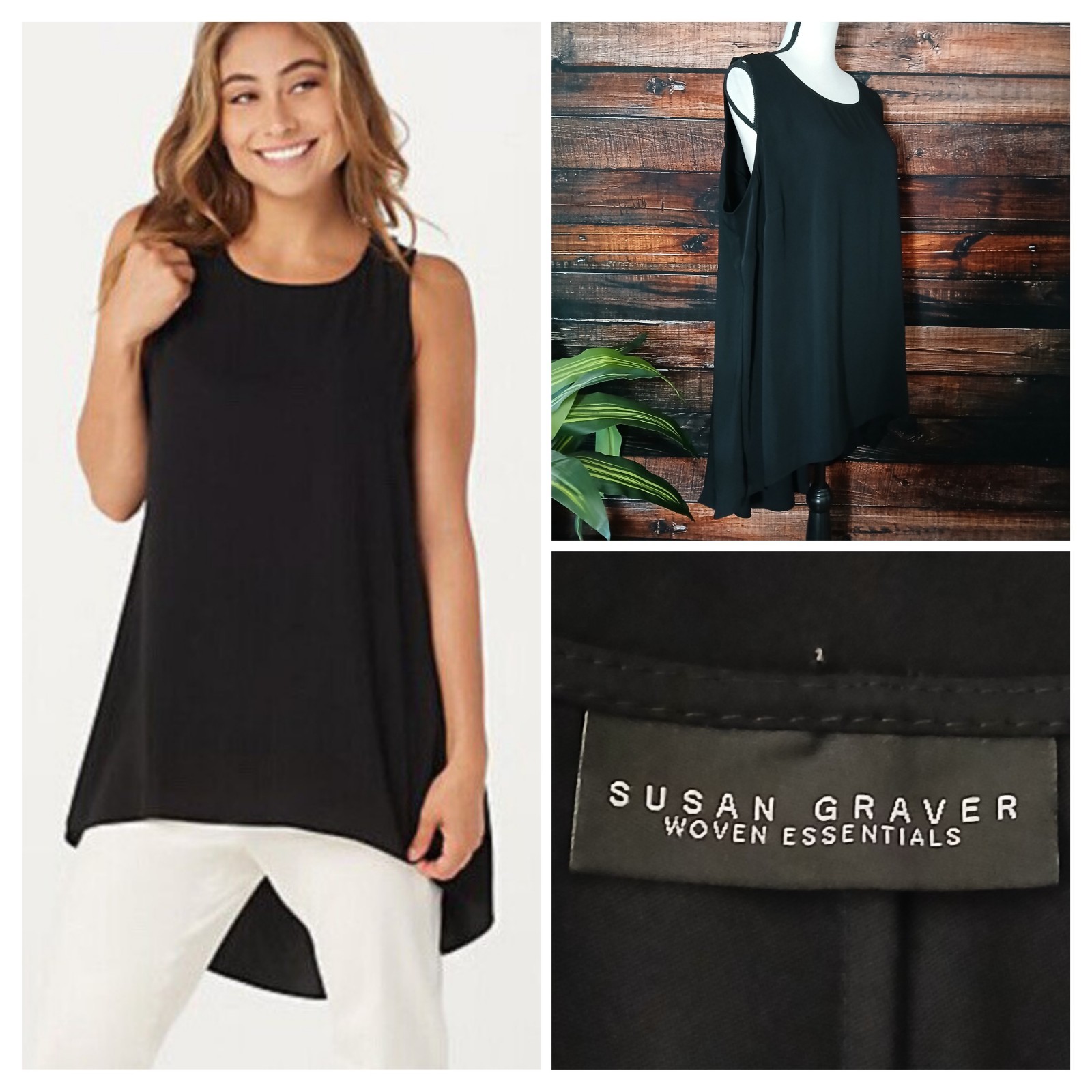 Susan Graver Top Plus Size 24 WP Flowy Hi Low Hem Woven Essentials Tunic
