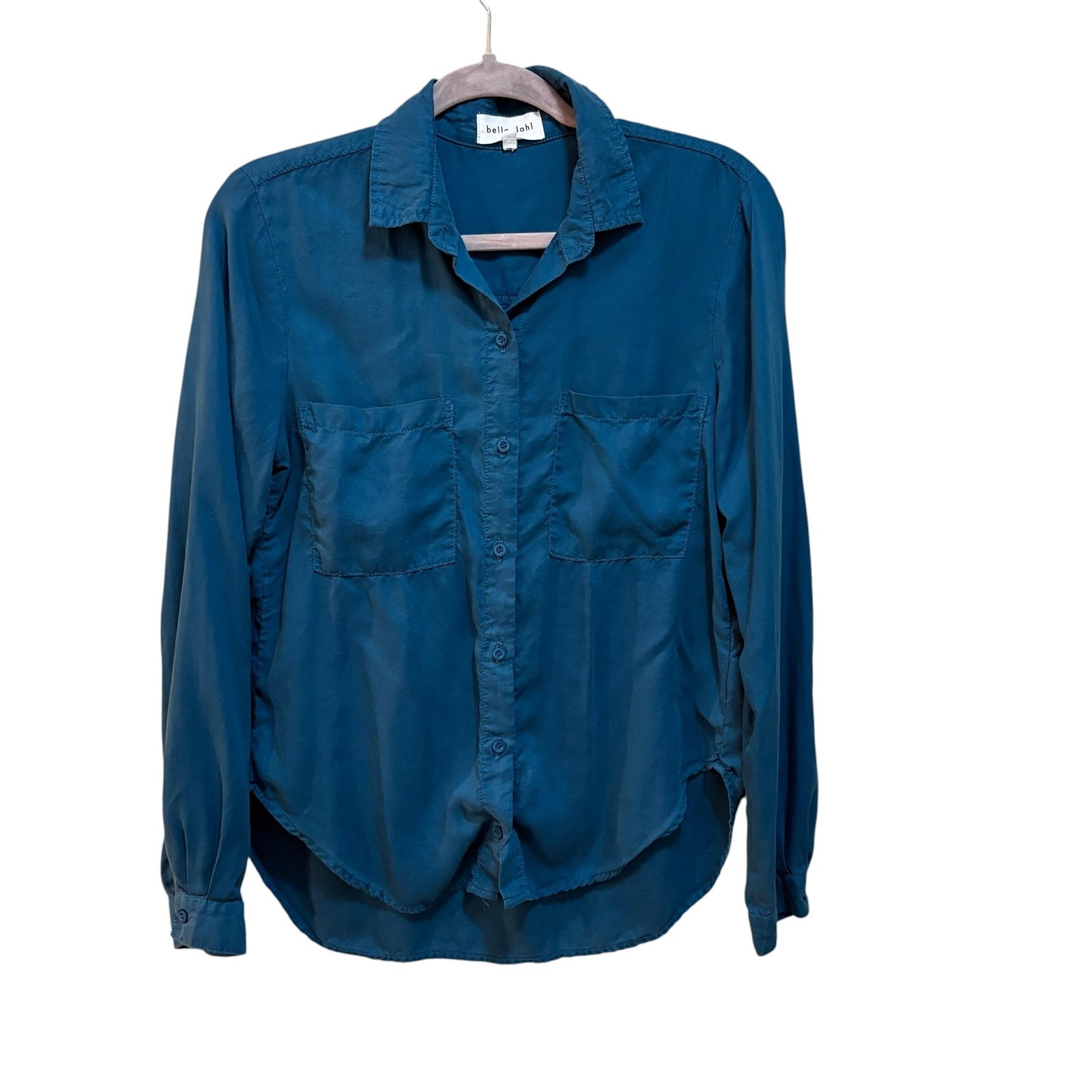 Bella Dahl Shirt Womens Small Blue Tencel Collared Button Front Long Sleeve Top