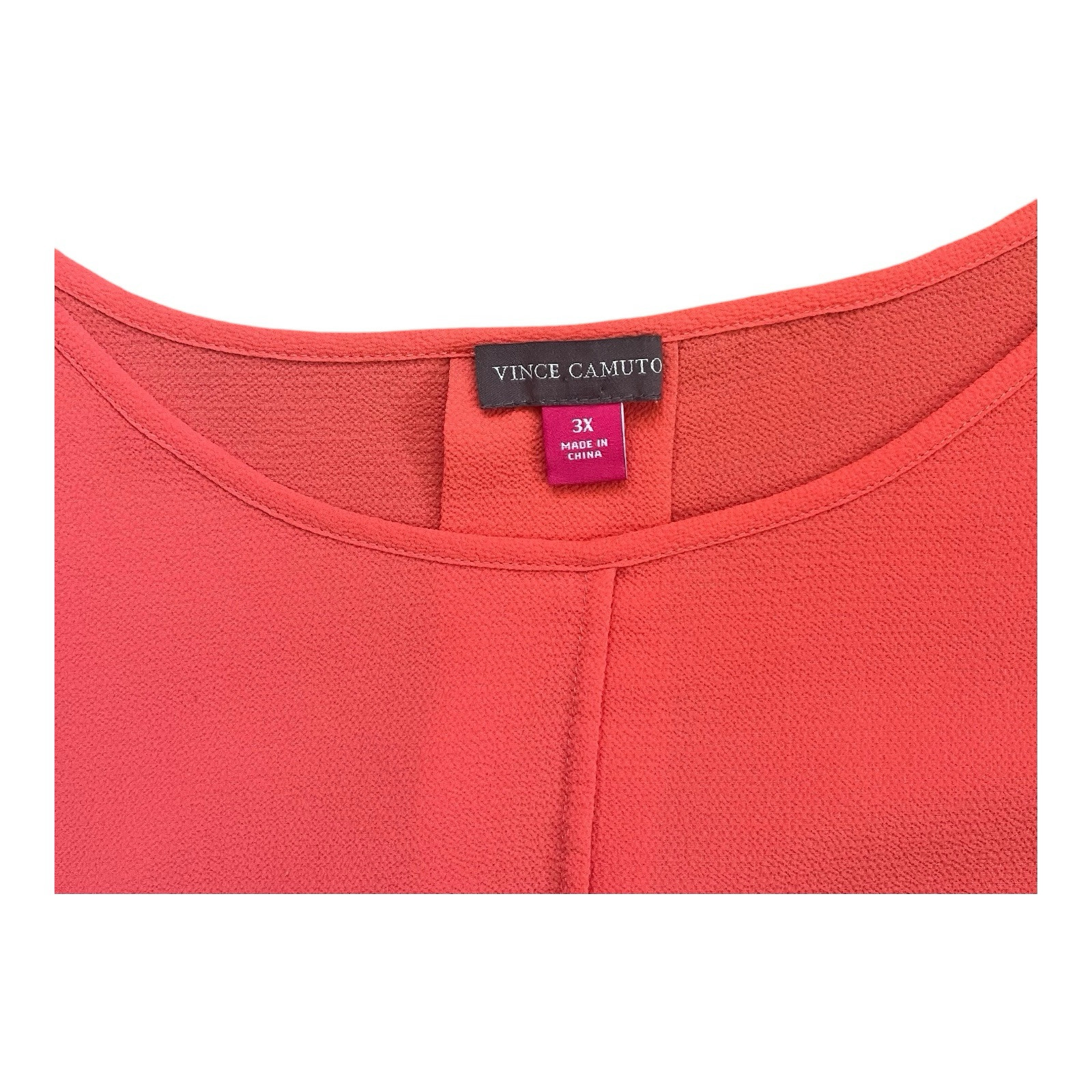 Vince Camuto top shirt Women 3X raglan 3/4 sleeves orange coral boat neck detail