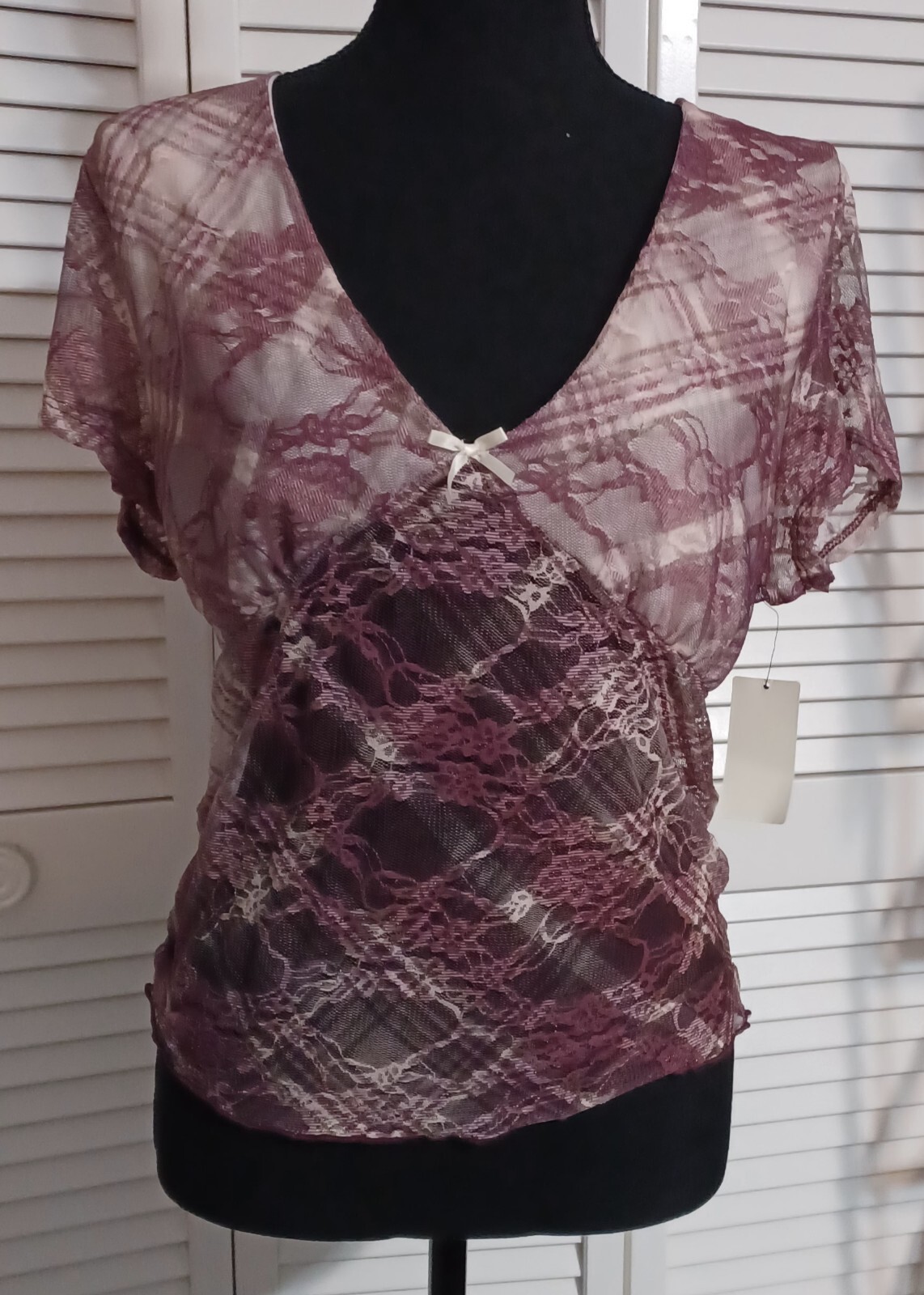 SWEET LILAC SEE THRU PURPLE FLORAL SHIRT SIZE XL LINED IN BREAST AREA