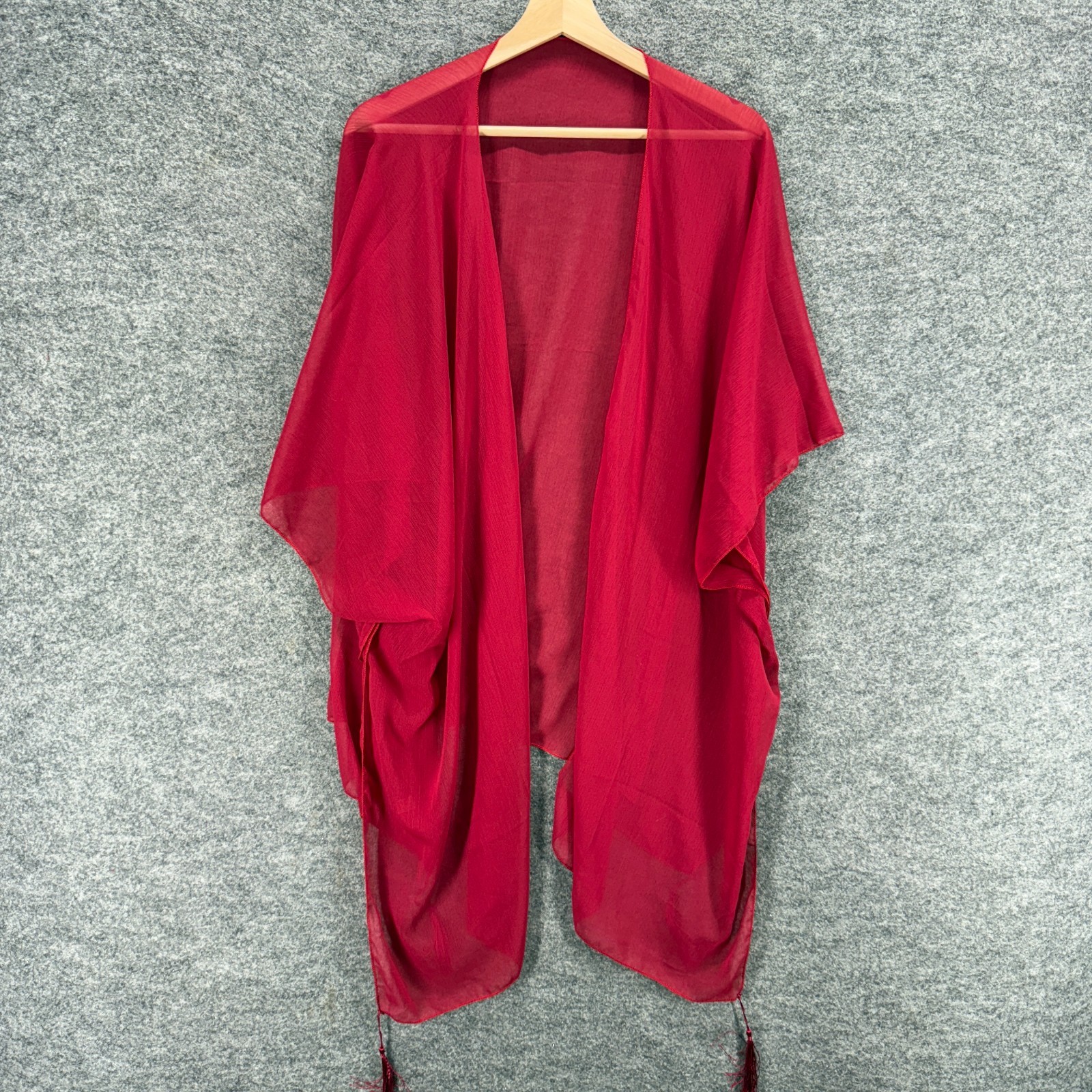 Unbranded Top Women One Size Red Open Front 3/4 Sleeve Sheer Breathable Blouse