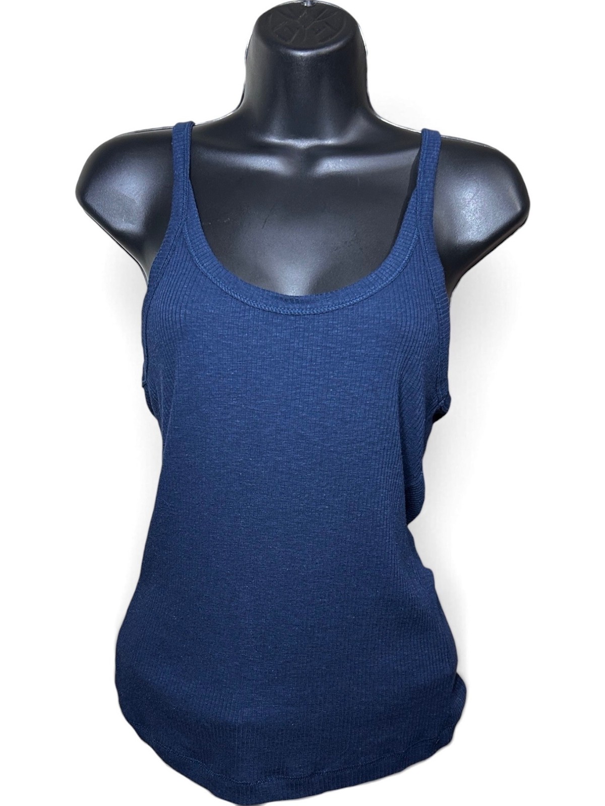 Z SUPPLY Casa Rib Tank Top Sz S Navy Blue Scoop Neck Ribbed Knit Viscose Blend