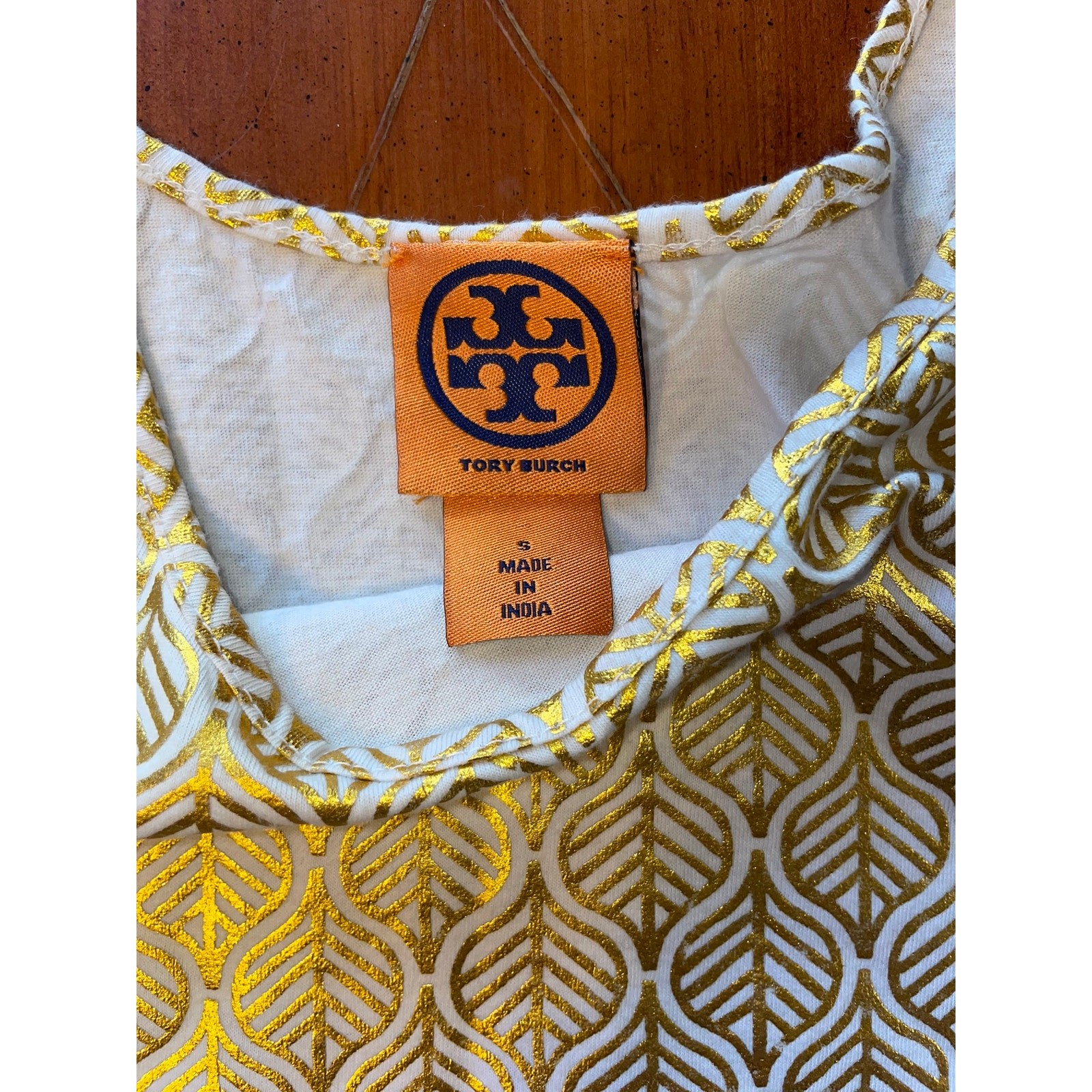 Tory Burch Metallic Gold Tank Top Sz S EUC