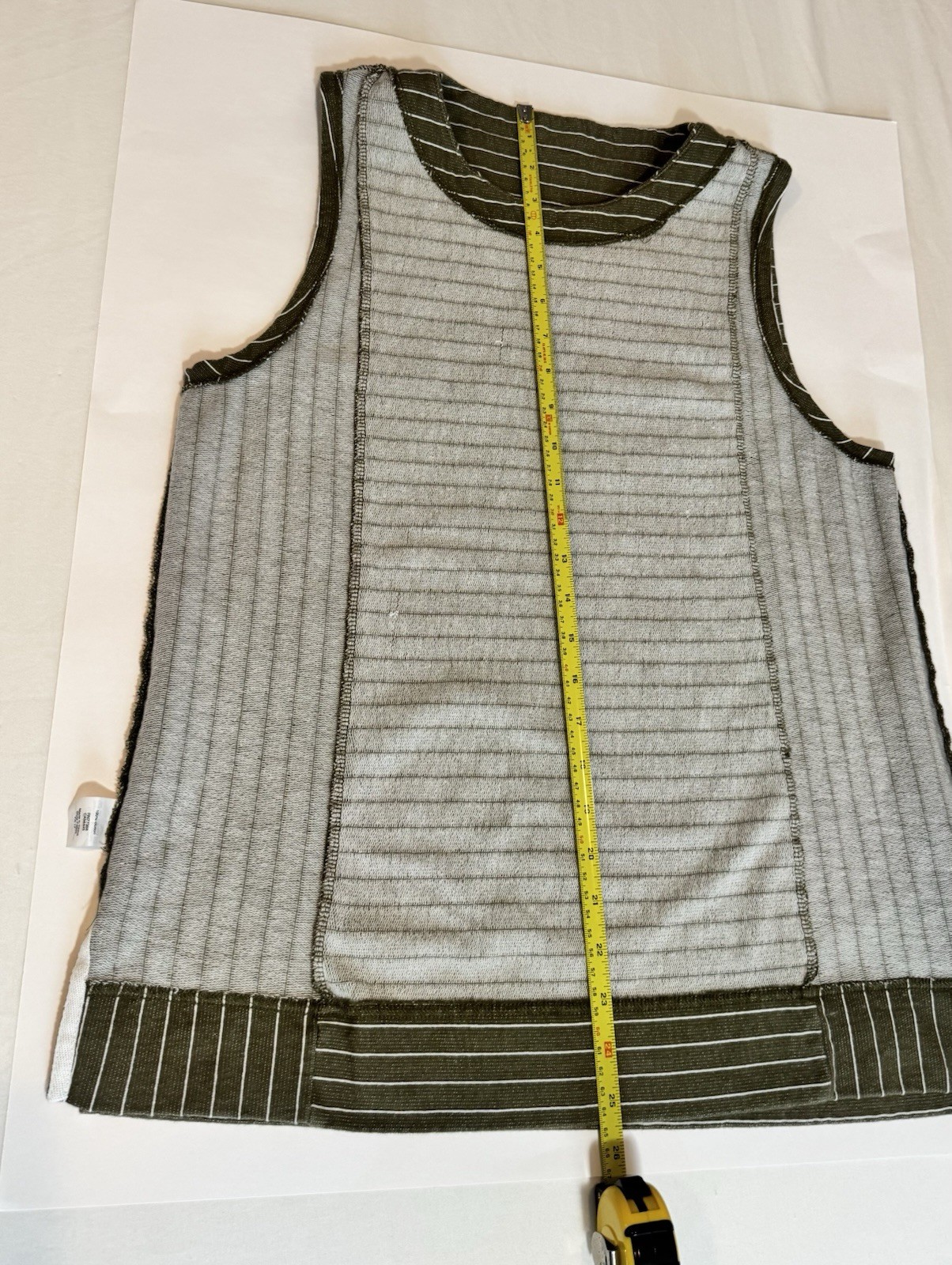 J.CREW Green/White Striped 100% Cotton Knit Scoop Neck Tank Top Pullover M