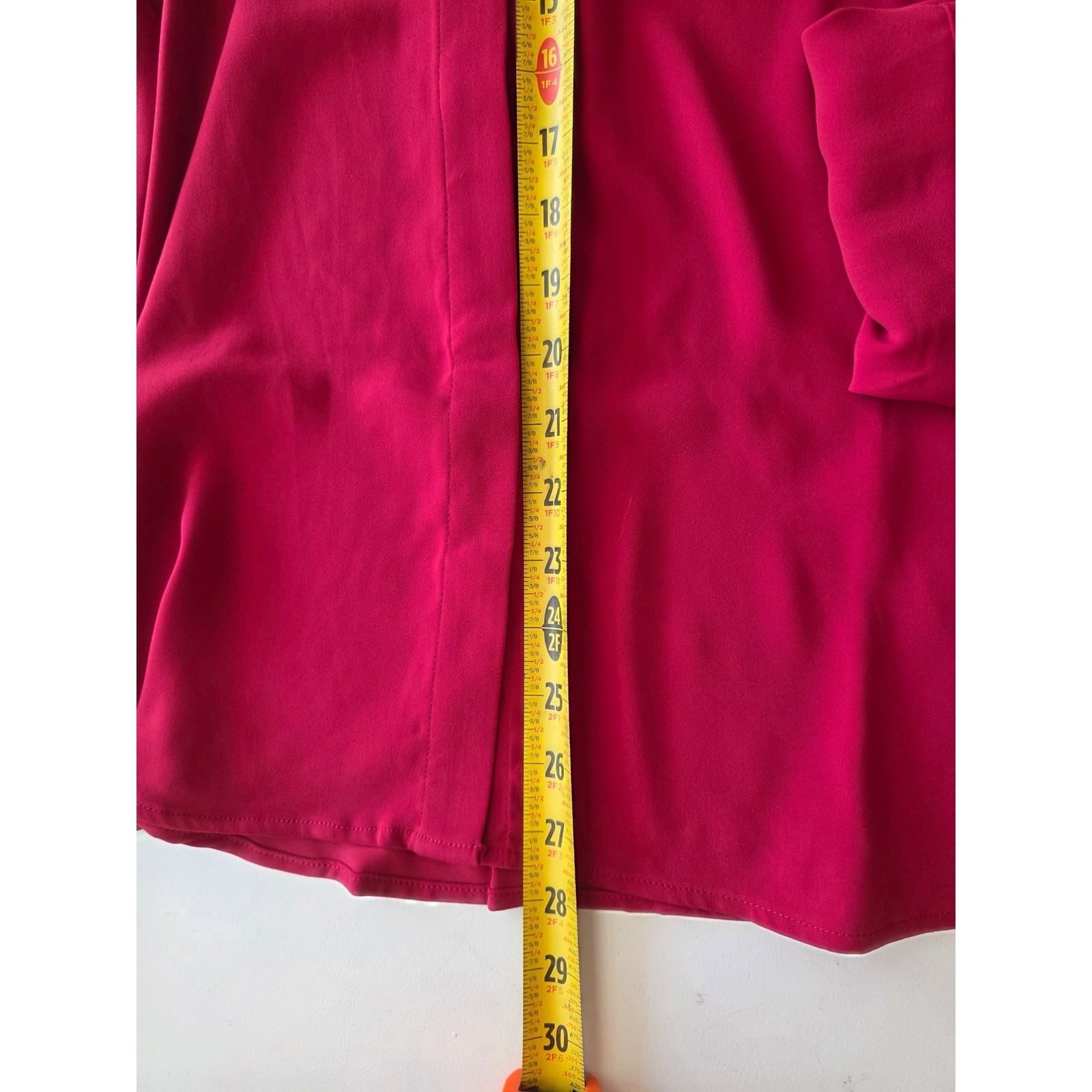 Joan Rivers Red Carpet Blouse VIbrant Red Rhinestone Cuff Button Down Top Large