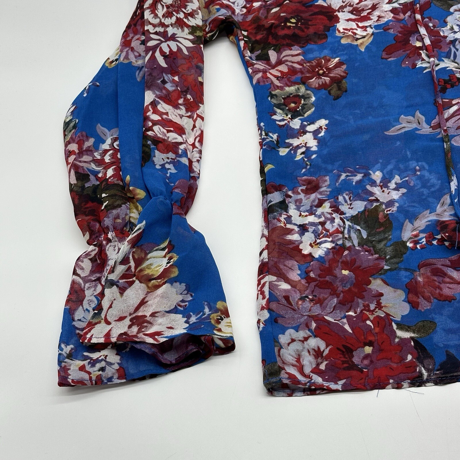 Elie Tahari Size XS Spring Blossom Print Sheer Chiffon Long Sleeve Blouse NWT