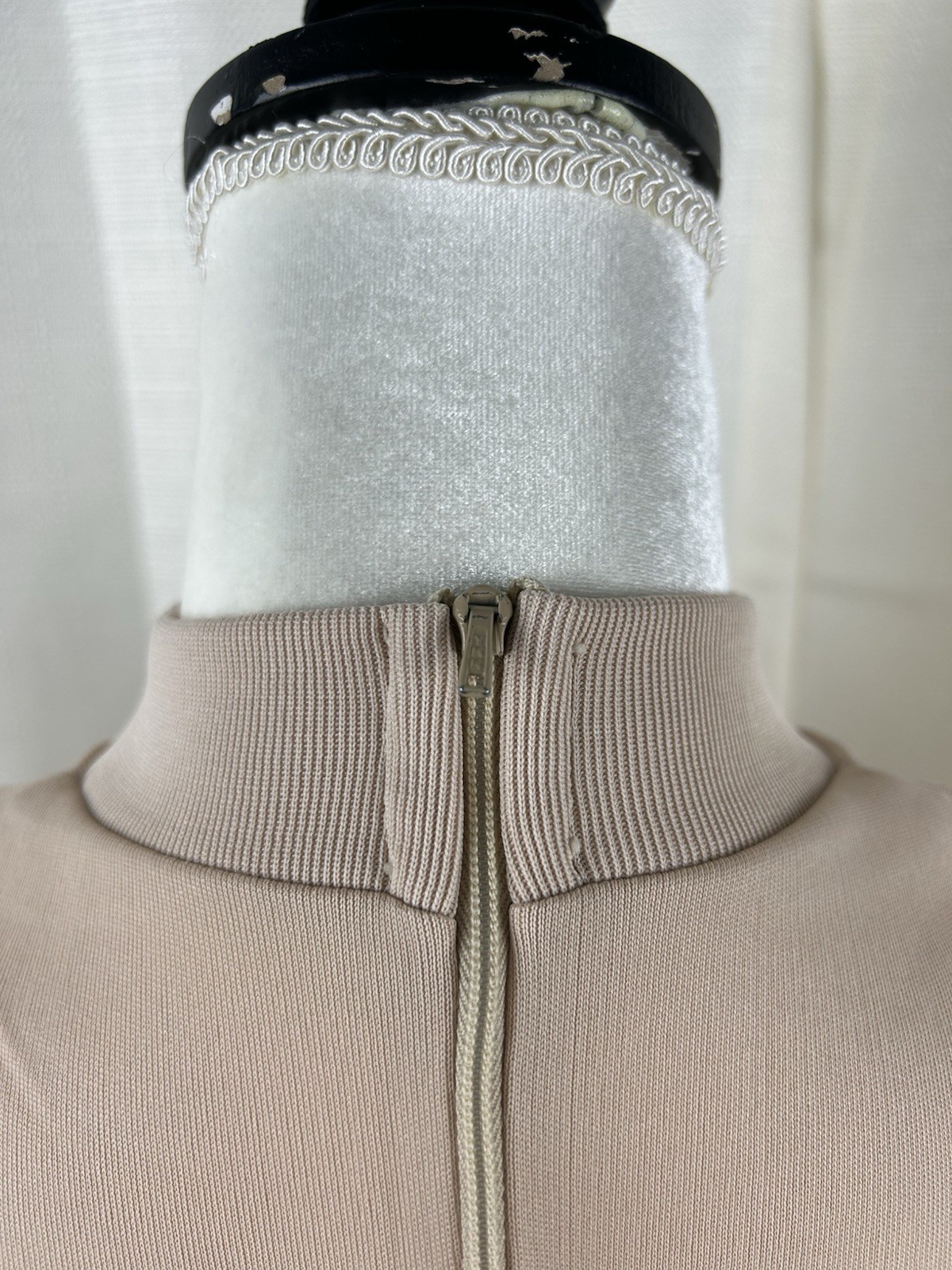 Vintage Jersey Knit Mock Neck Sleeveless Nude Pink Top -Size Medium