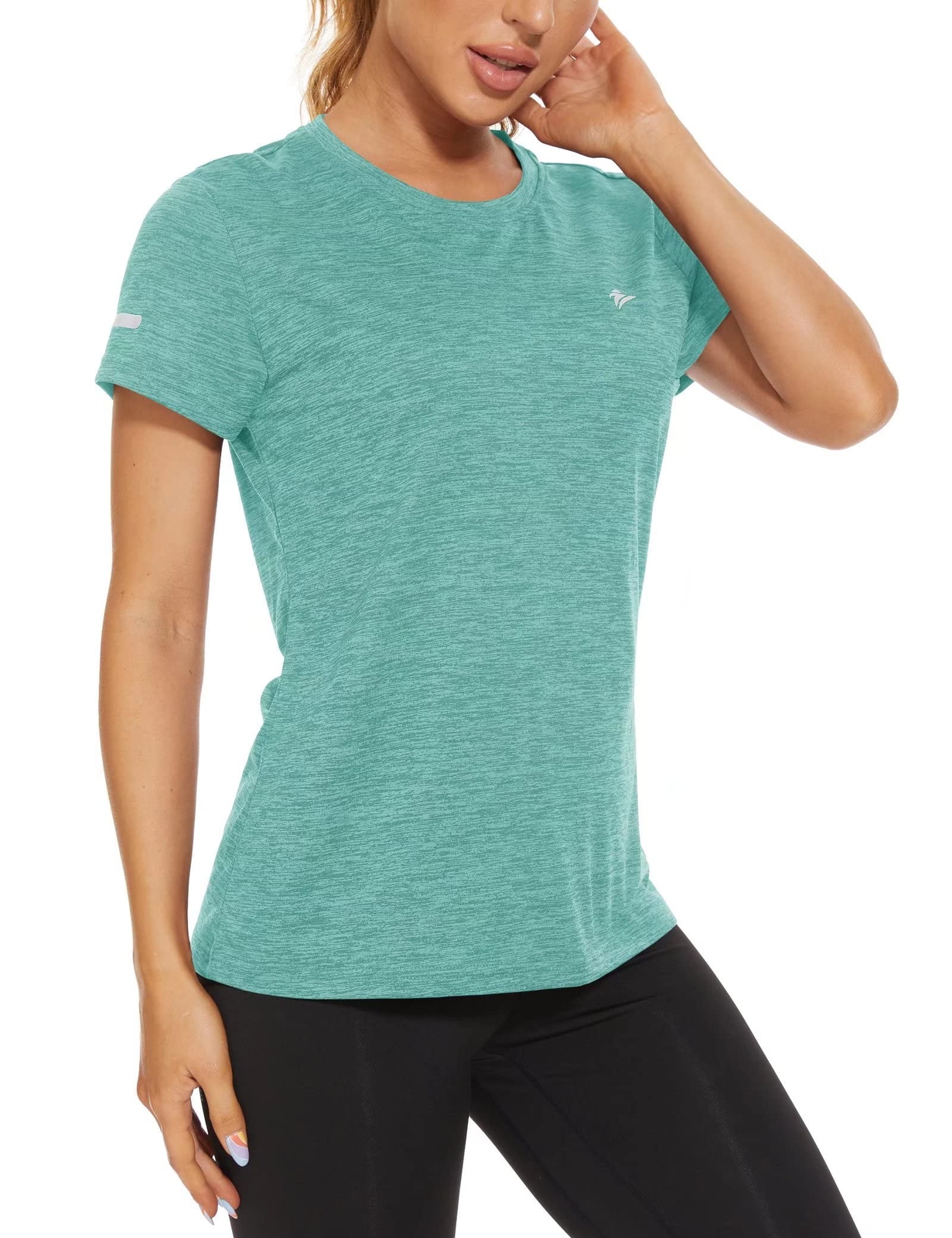 Women Gym Workout T-Shirts Short Sleeve Athletic Training Quick Drying Sport Tee