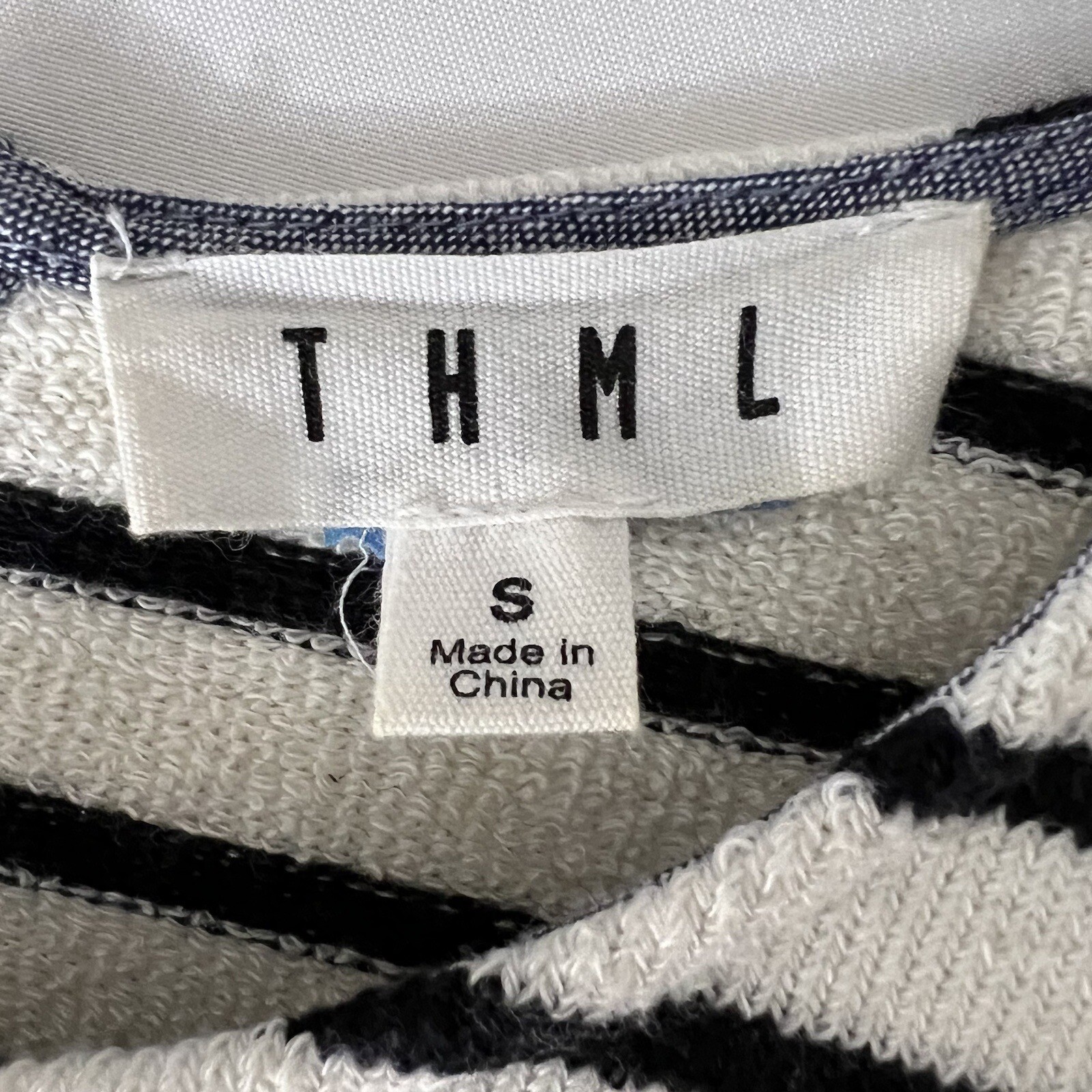 THML Sweater Womens S Striped Knit Contrast Pleated Hem Exposed Gold Zipper