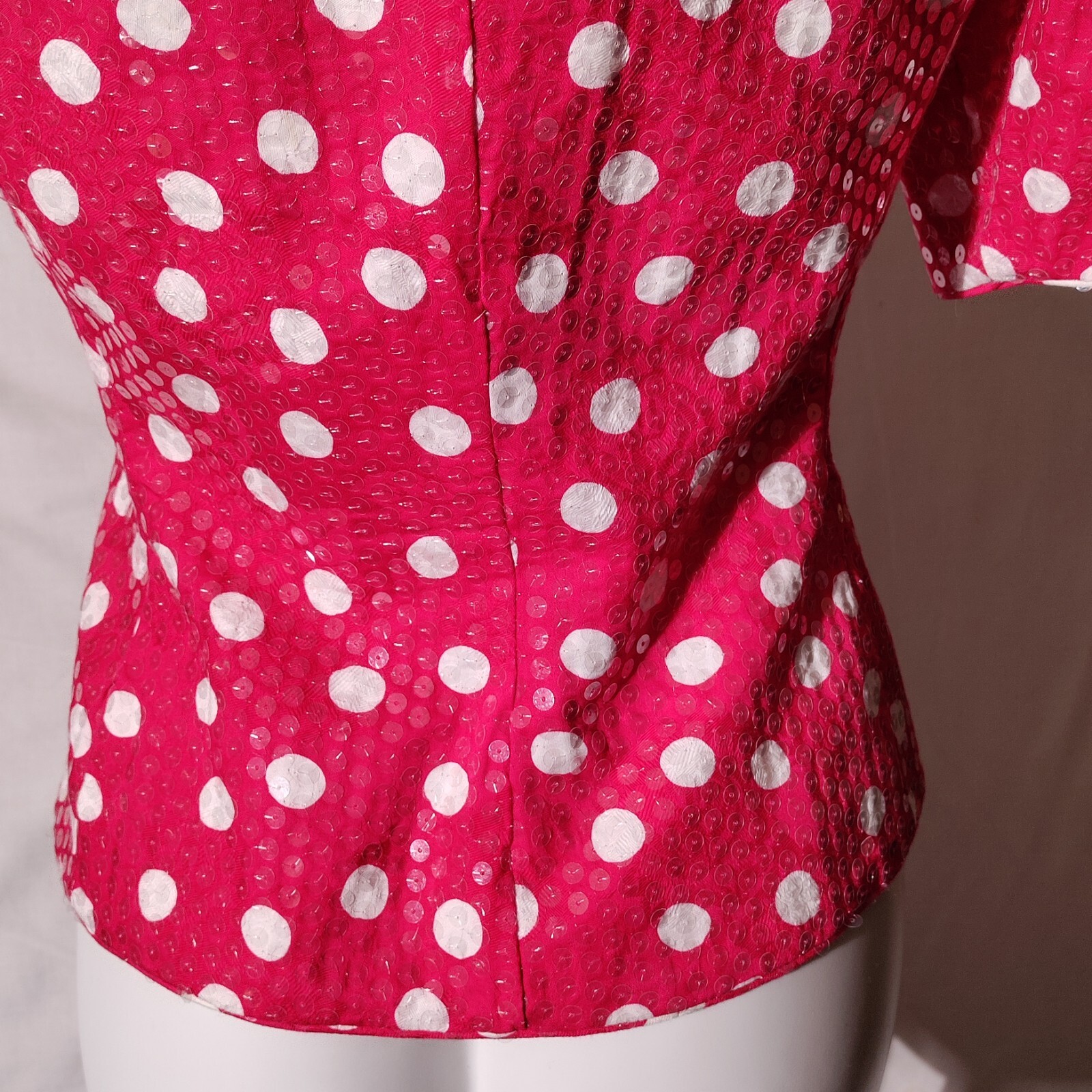 Rickie Freeman for Teri Jon Pink White Polka Dot Fun Vintage Size 4 100% Cotton