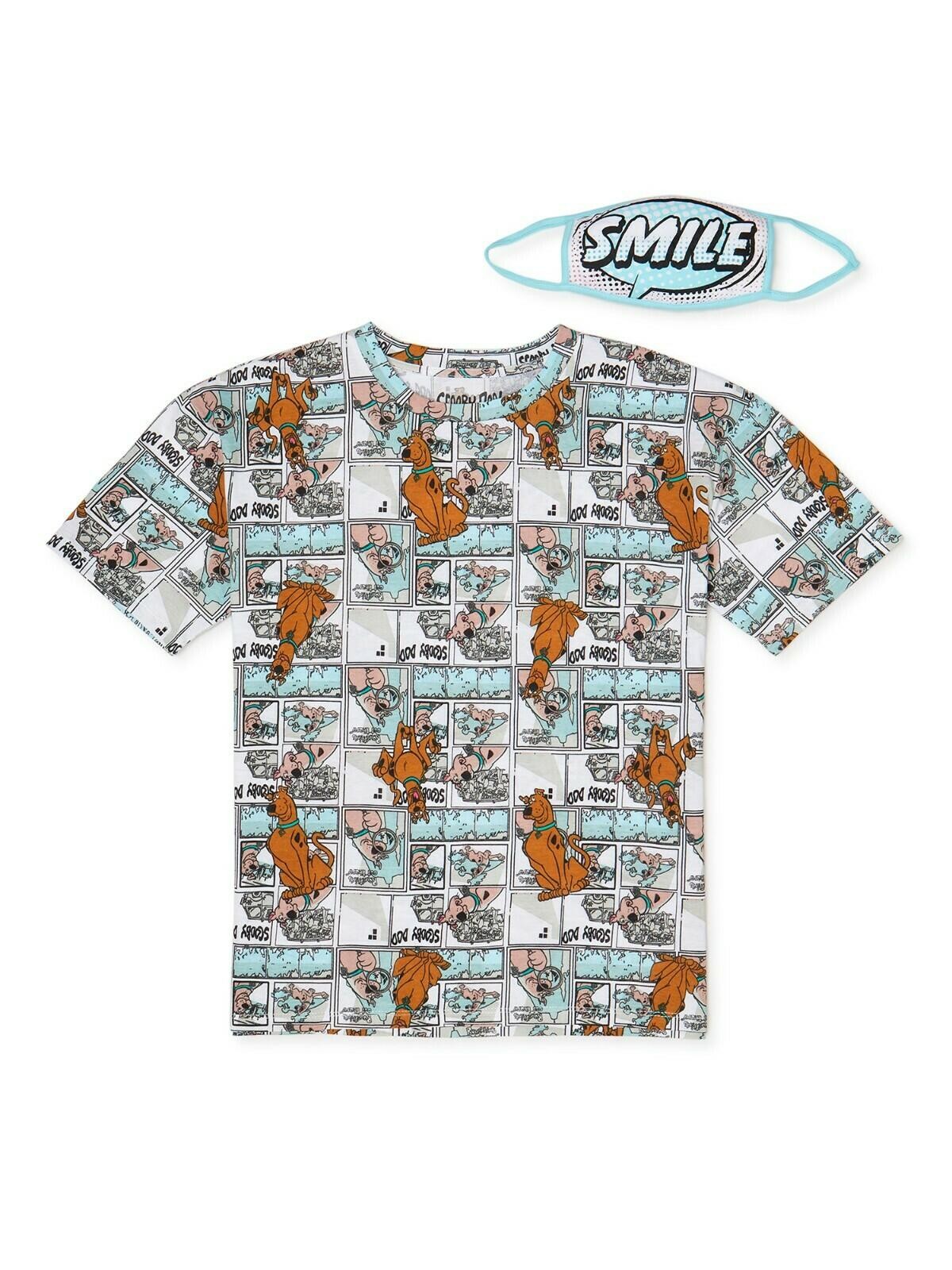 New Scooby Doo Women’s T-Shirt And Mask Set -Size Small