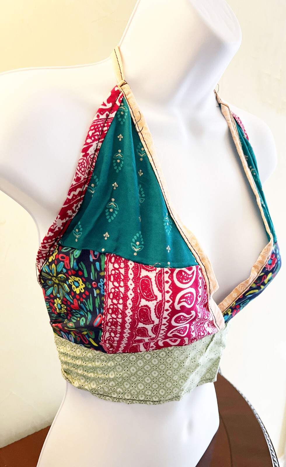 Bohemian Crop Top Patchwork Tropical Colors, Hippie Style Clothes