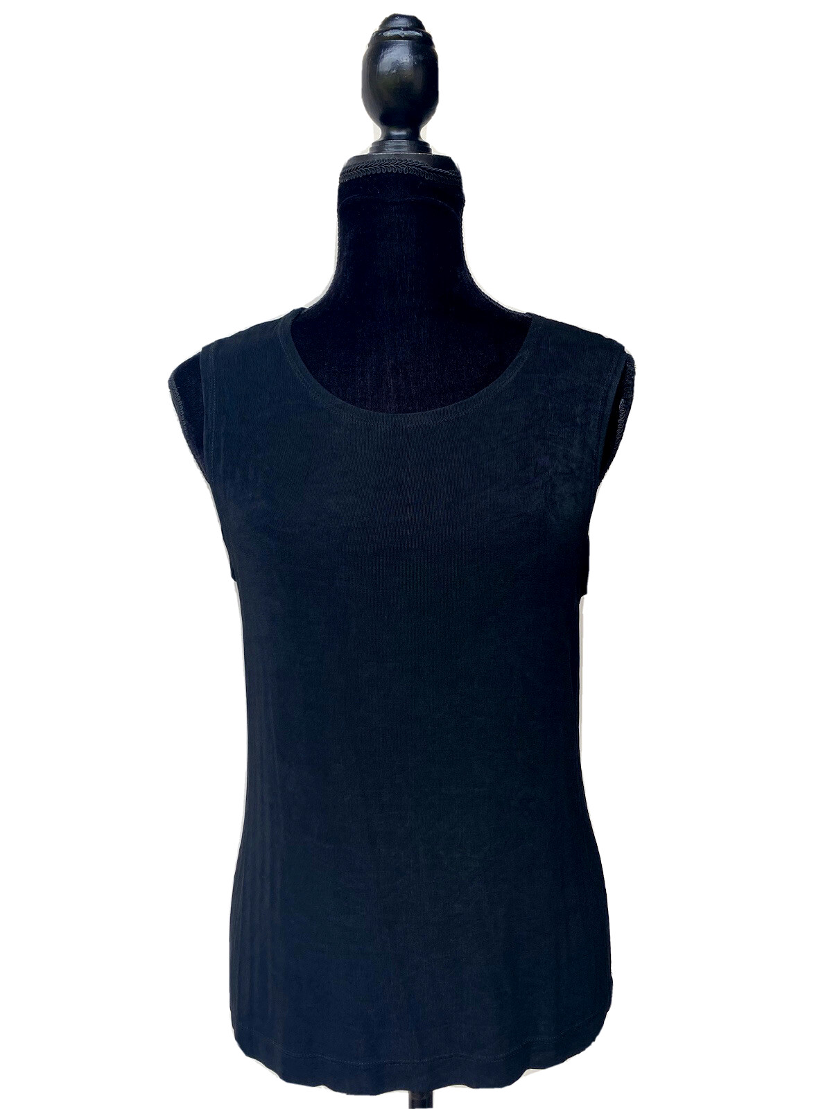 The Travel Collection Black Tank Top Size S Easy Care Acetate Knit Stretch EC