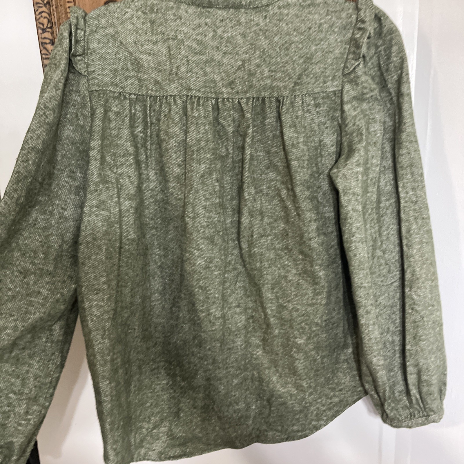 FRNCH women green Melinda Cotton/Linen blend Blouse Made In Paris Size Medium
