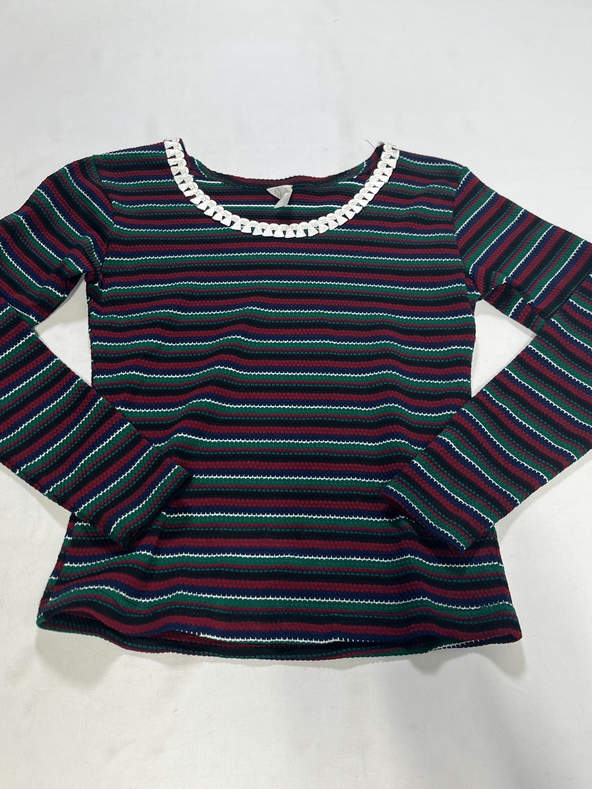 Womens Unbranded Red Blue Green Striped Long Sleeve Top NEW