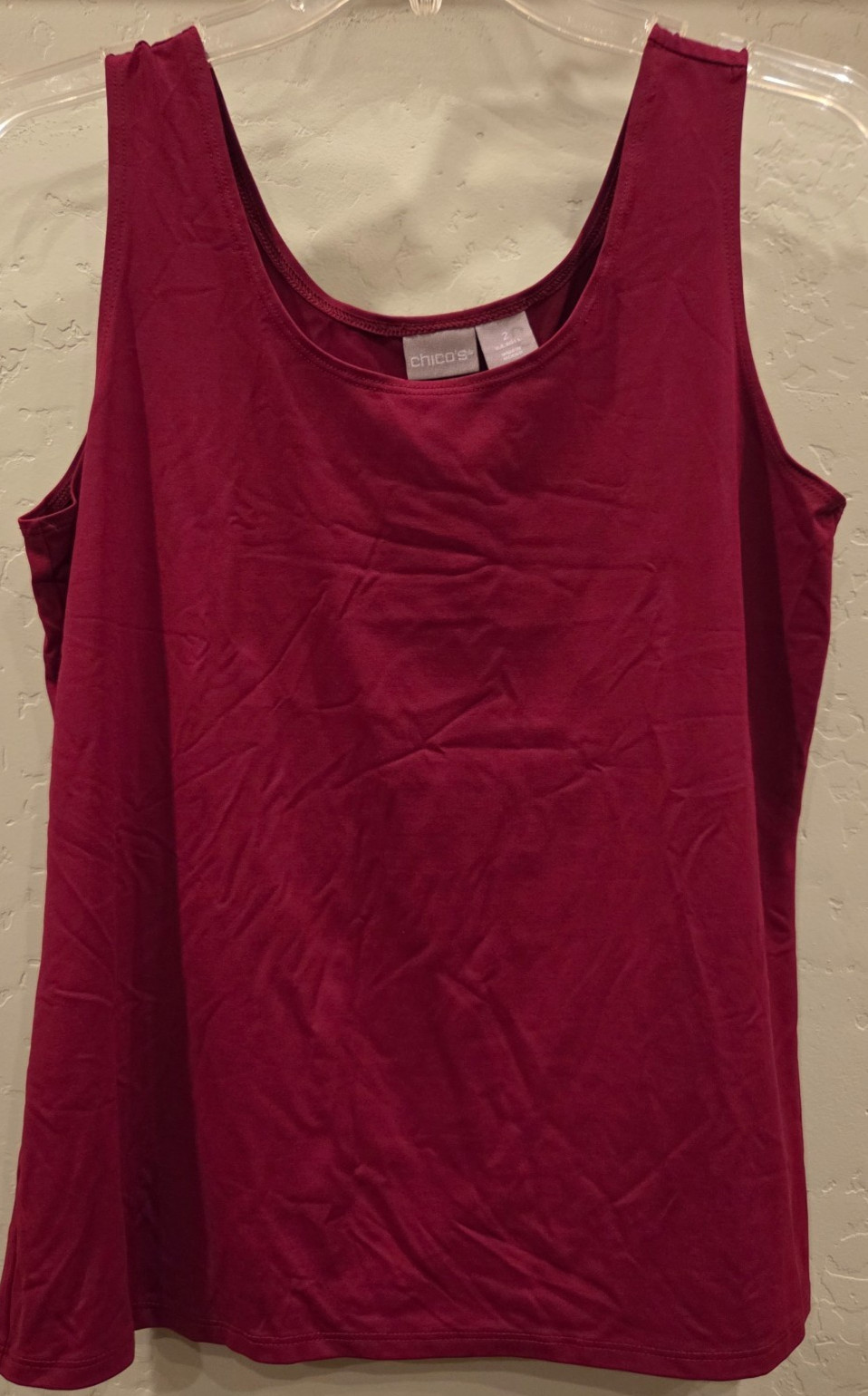 CHICO’S Microfiber Tank Top, Women’s Size 2 (US L), Red/Pink Sleeveless Stretch