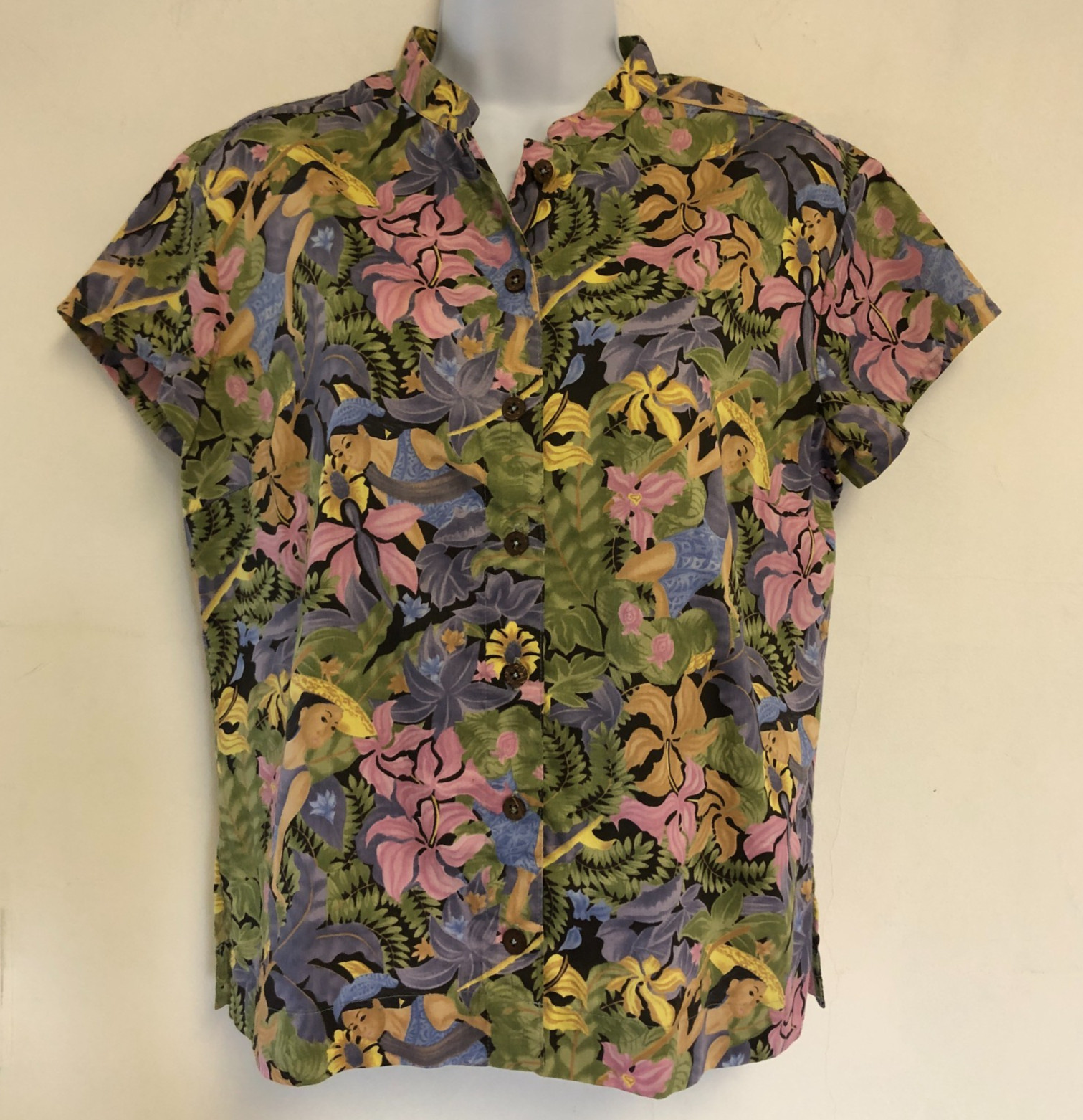 vtg womens Pataloha Hawaiian Button Shirt Sz 8 Tropical Island Aloha