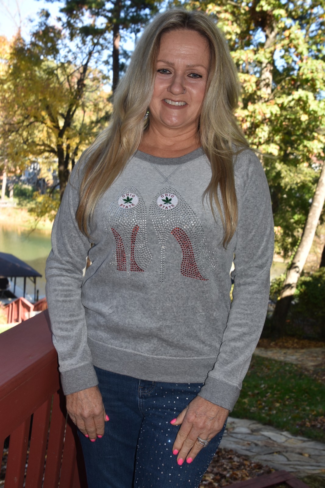 Ohio glitter & rhinestone bling velour sweatshirt size small